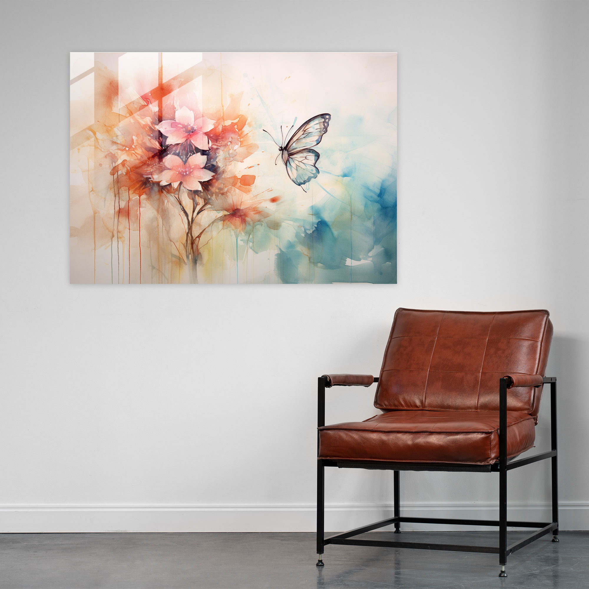 Watercolor Butterfly Glass Print - Dried Butterflies, Glass Print, Wall Decoration, Butterflies