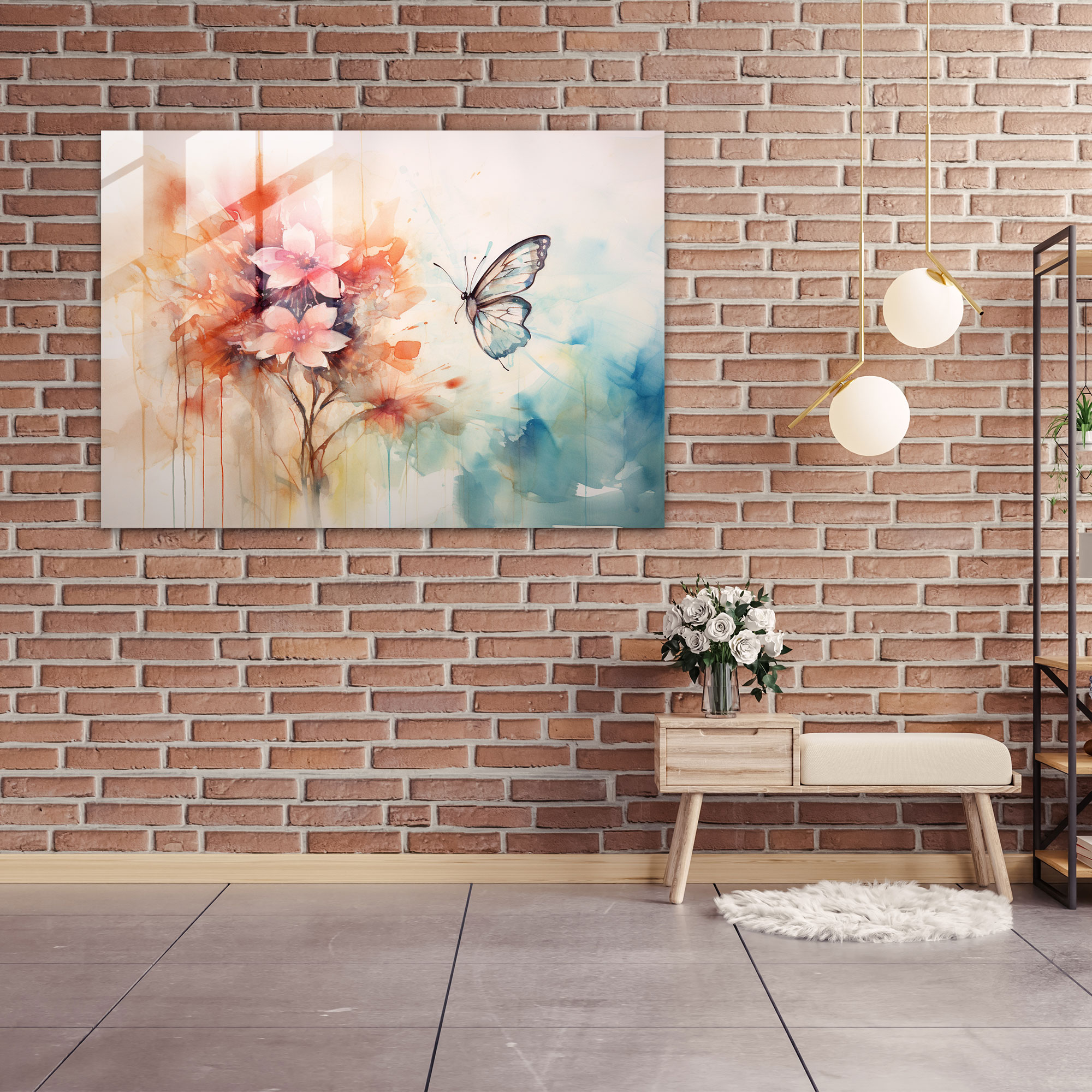 Watercolor Butterfly Glass Print - Dried Butterflies, Glass Print, Wall Decoration, Butterflies