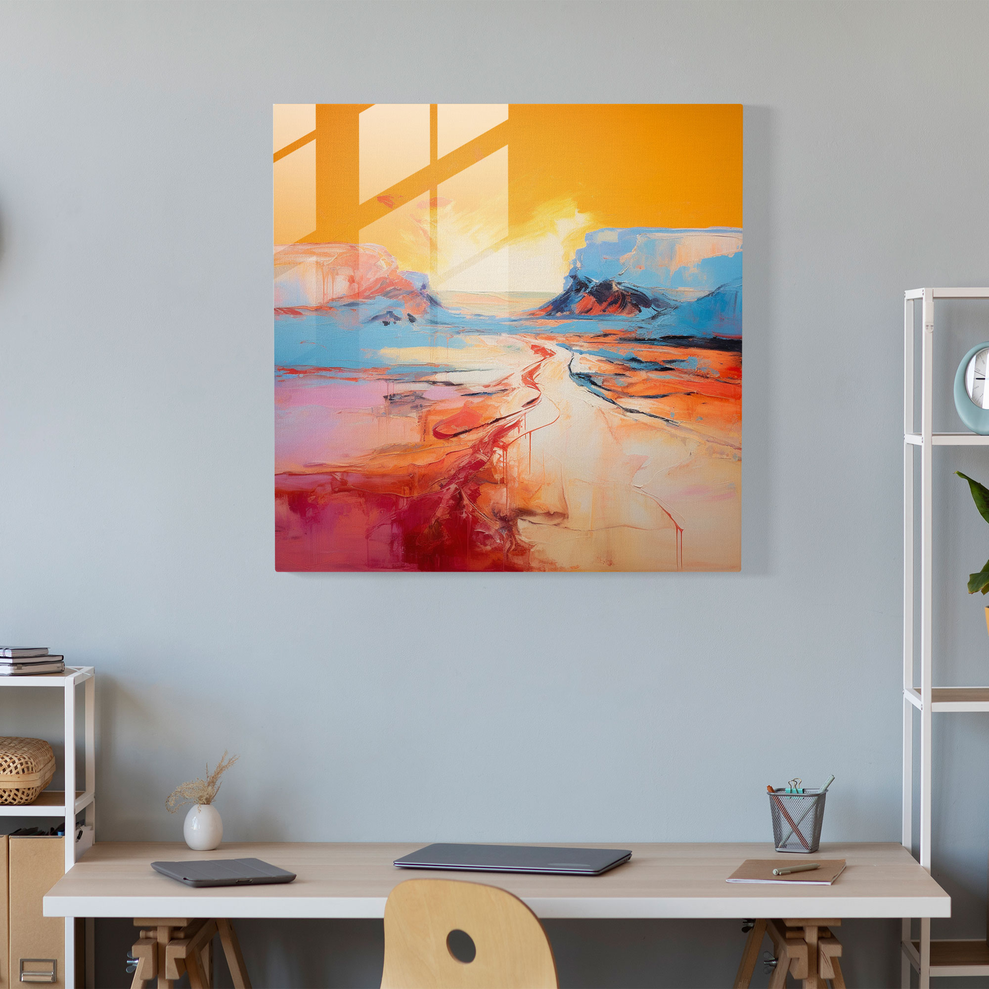 Desert Dreams Glass Print - Desert, Desert, Bold Brushstrokes, Home Decoration