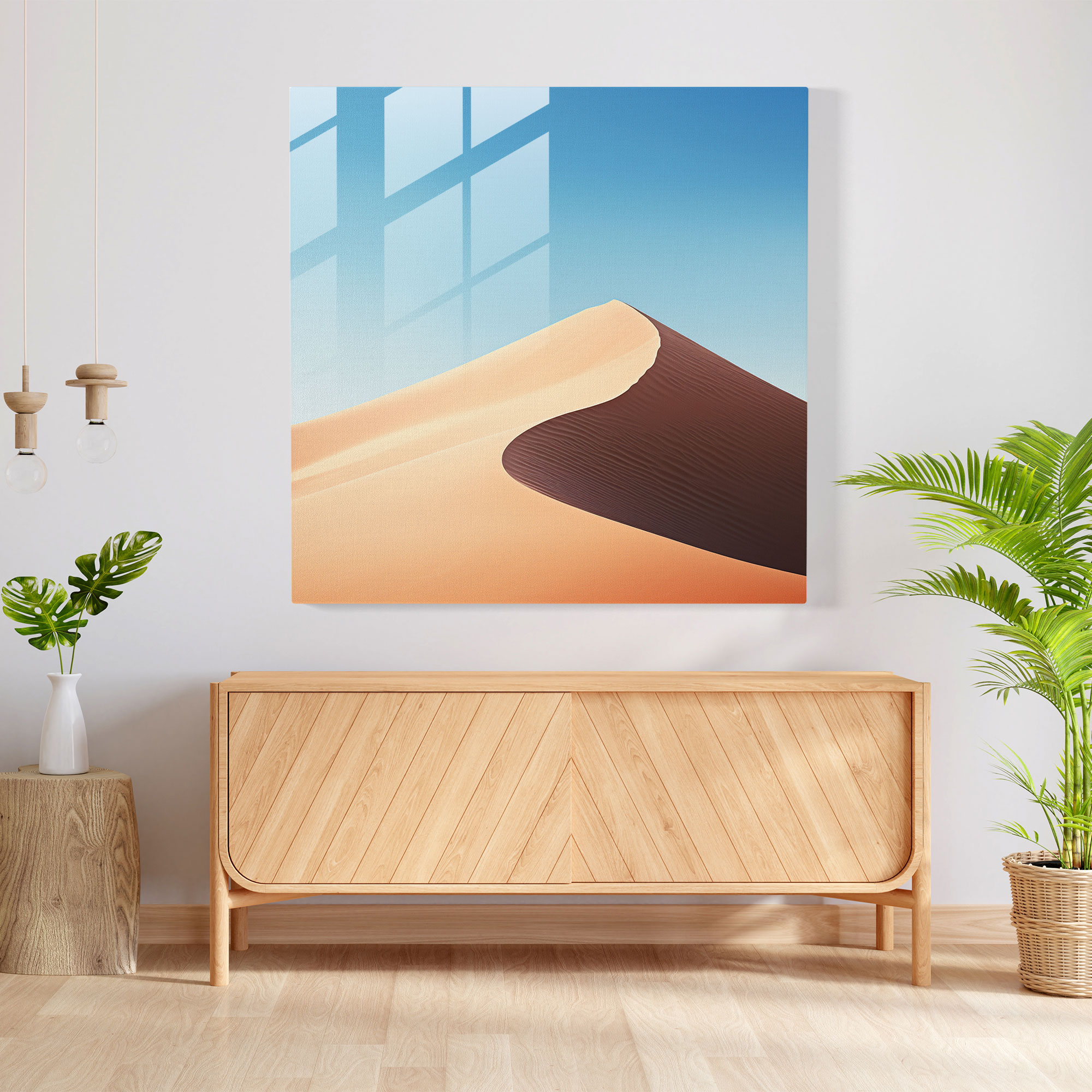 Desert Serenity Glass Print - Desert, Desert, Majestic Sand Dune, Glass Wall Art