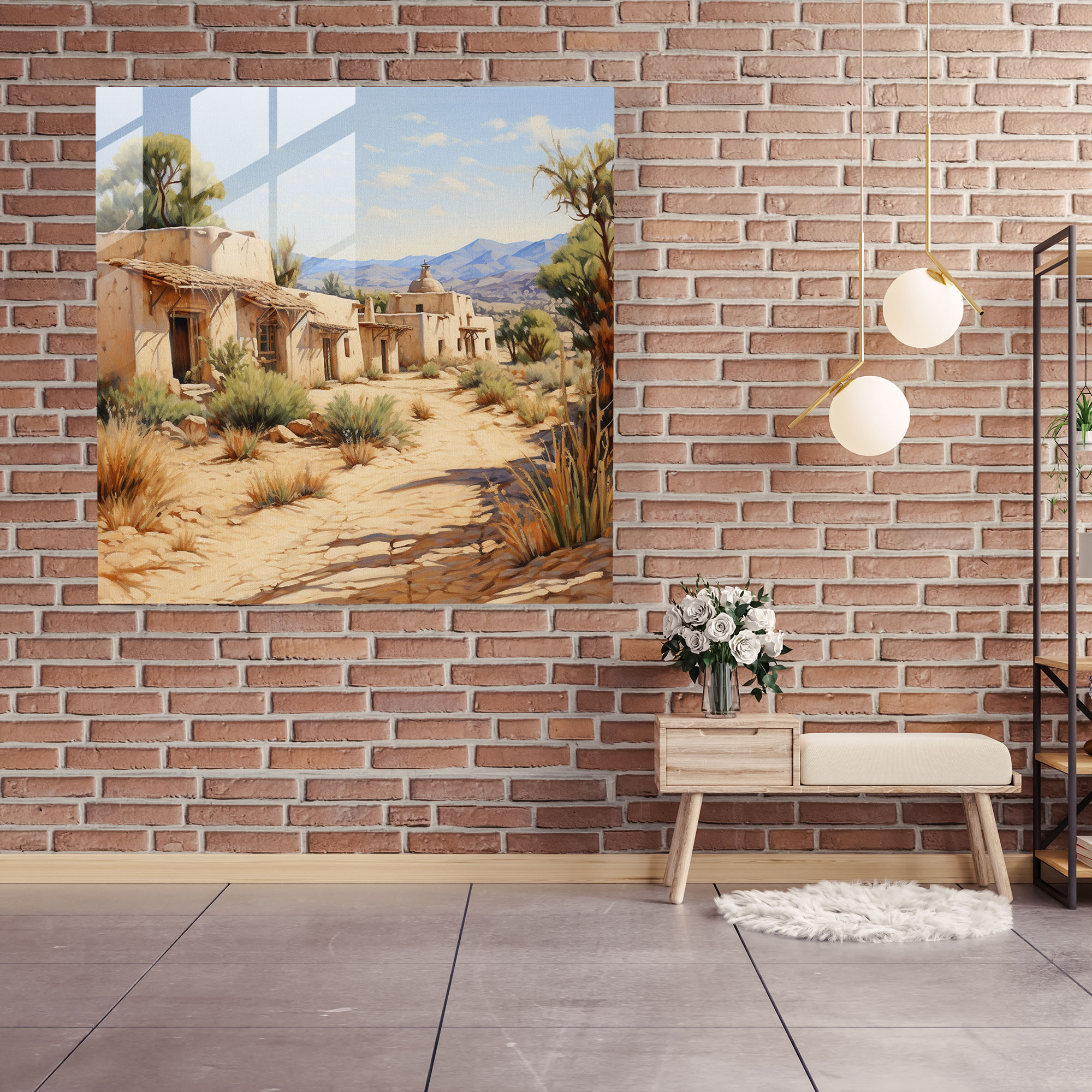 Rustic Oasis Glass Print - Desert, Modern Art, Desert, Glass Wall Art