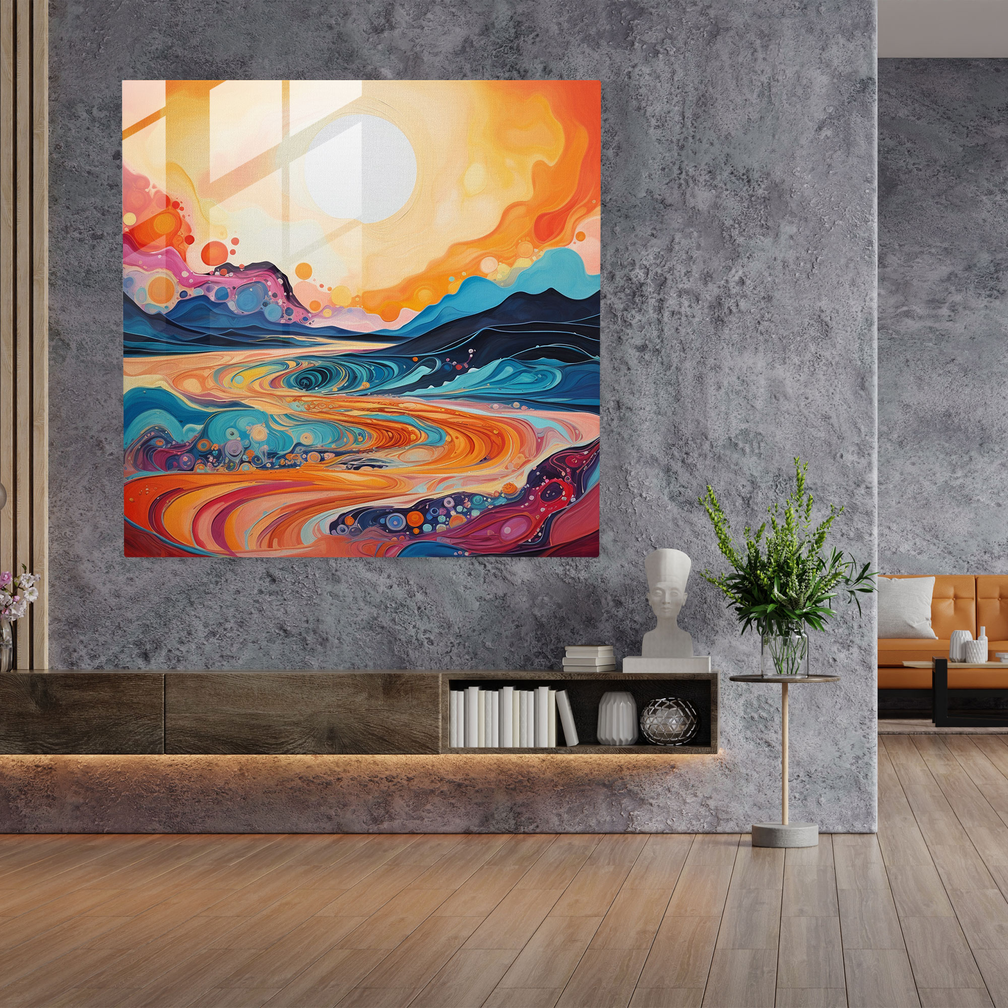 Desert Dreams Glass Print - Desert, Wall Decoration, Modern Art, Glass Art