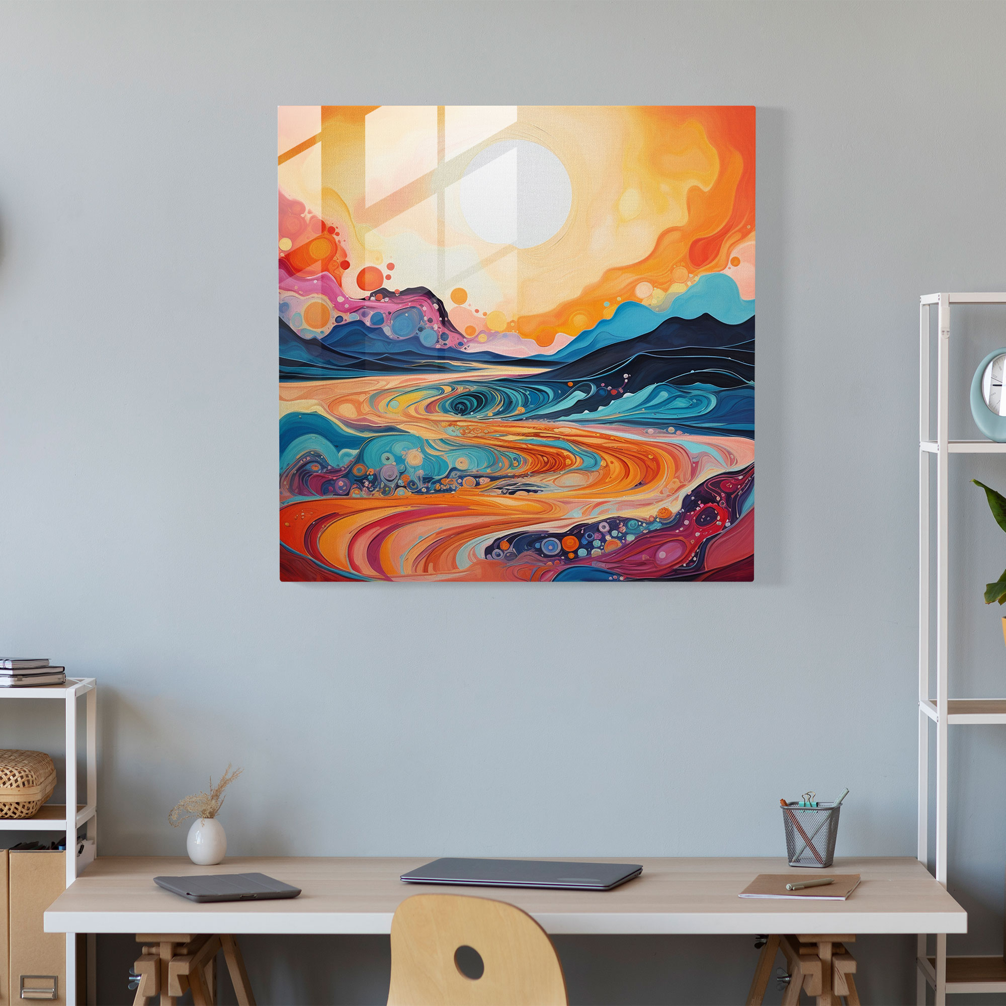 Desert Dreams Glass Print - Desert, Wall Decoration, Modern Art, Glass Art