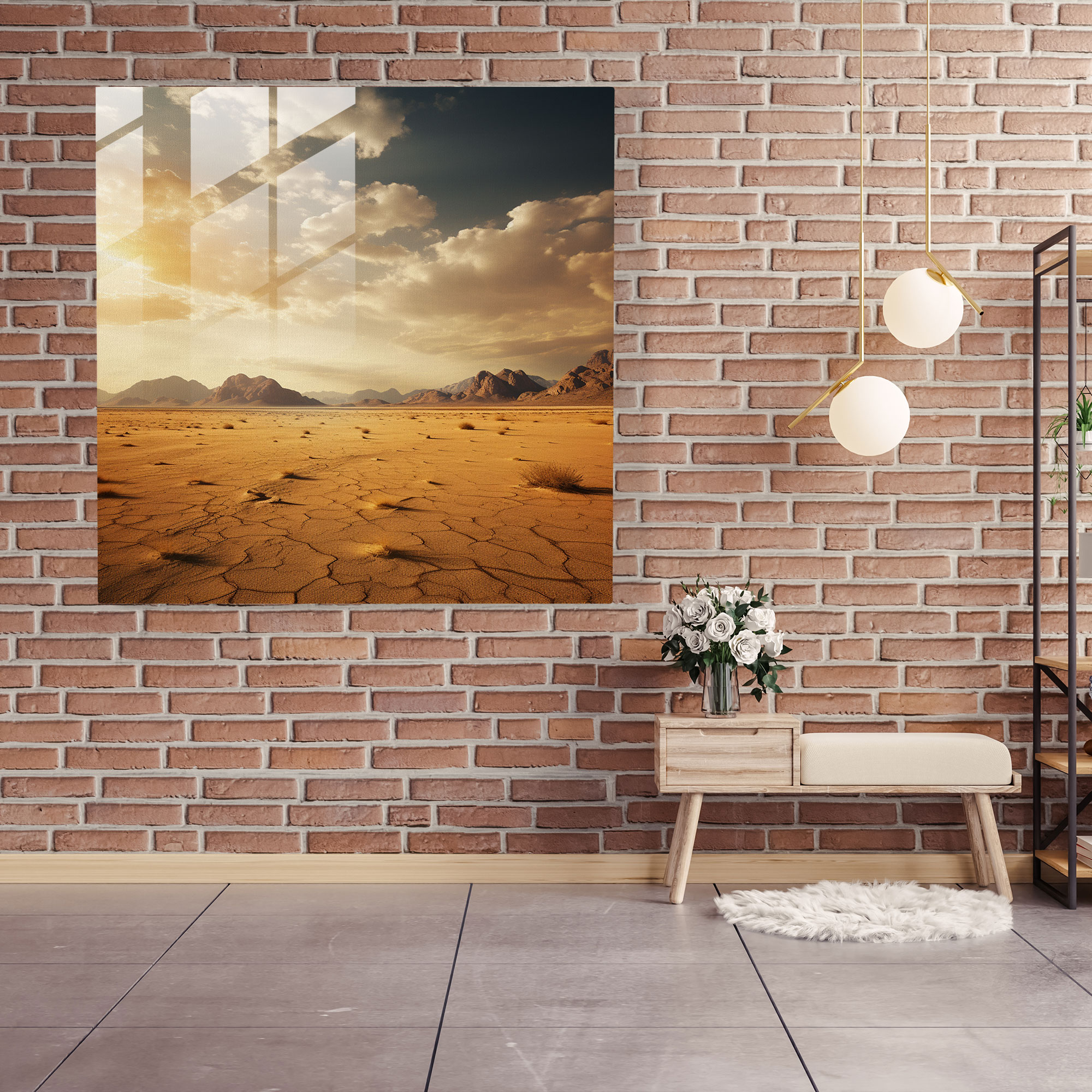 Serenity In The Sand Glass Print - Desert, Home Decoration, Desert Landscape Photograph, Wall Decoration