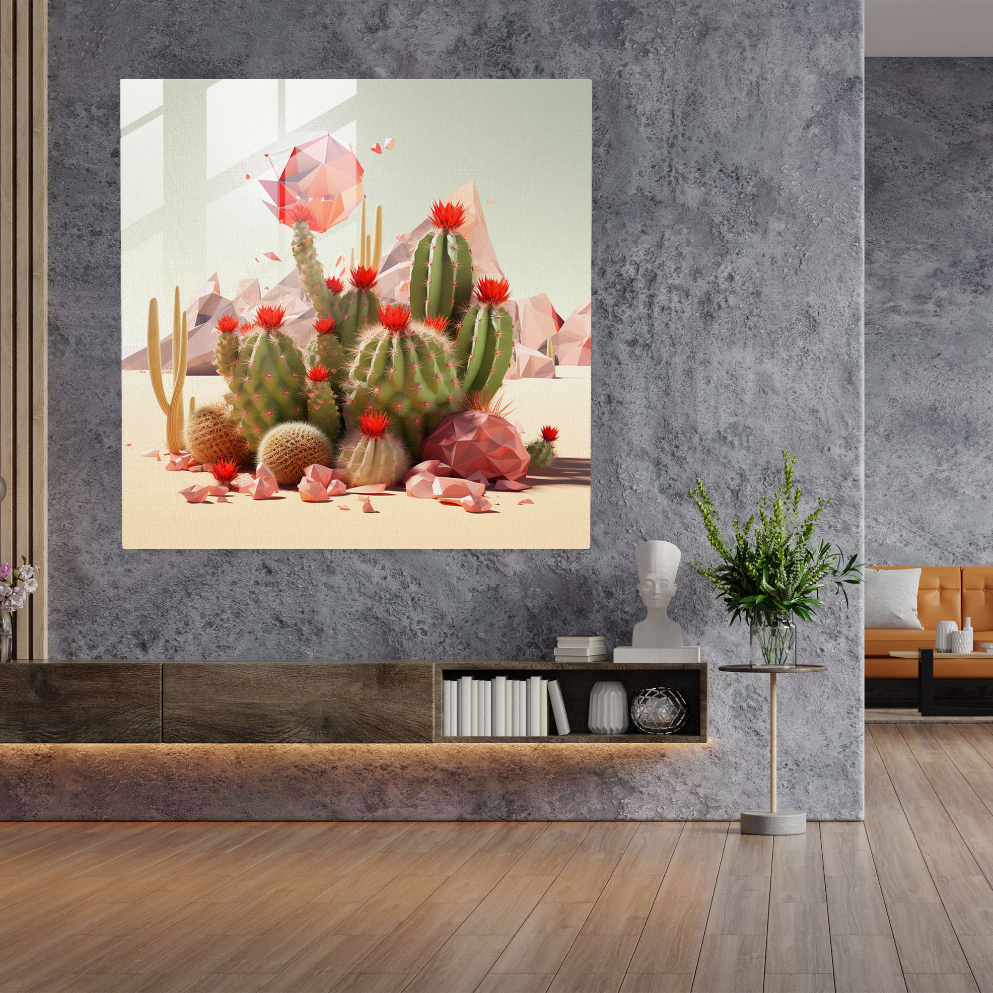 Desert Oasis Glass Print - Desert, Modern Art, Home Decoration, Wall Decoration