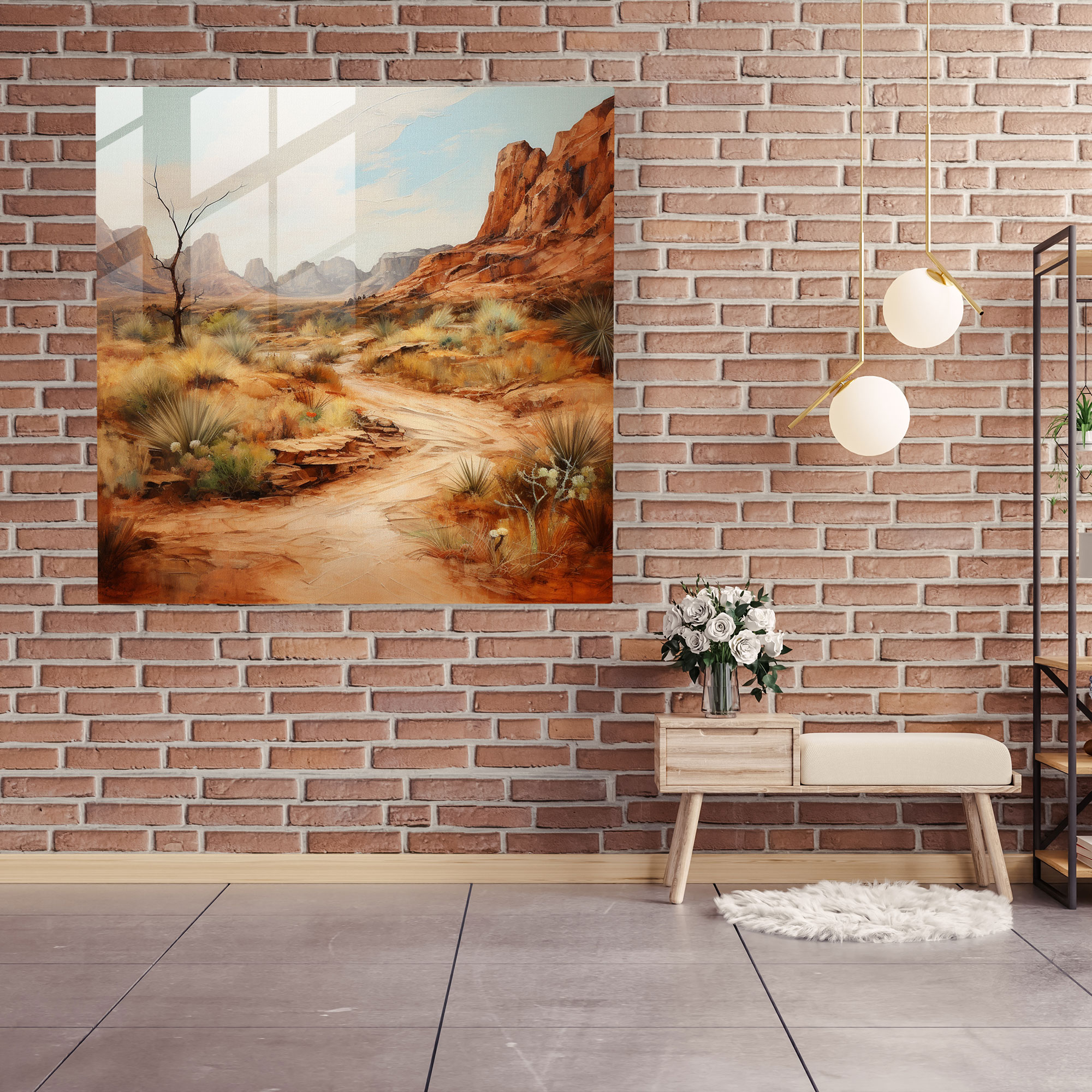 Rustic Wilderness Glass Print - Desert, Modern Art, Rustic Charm, Glass Art