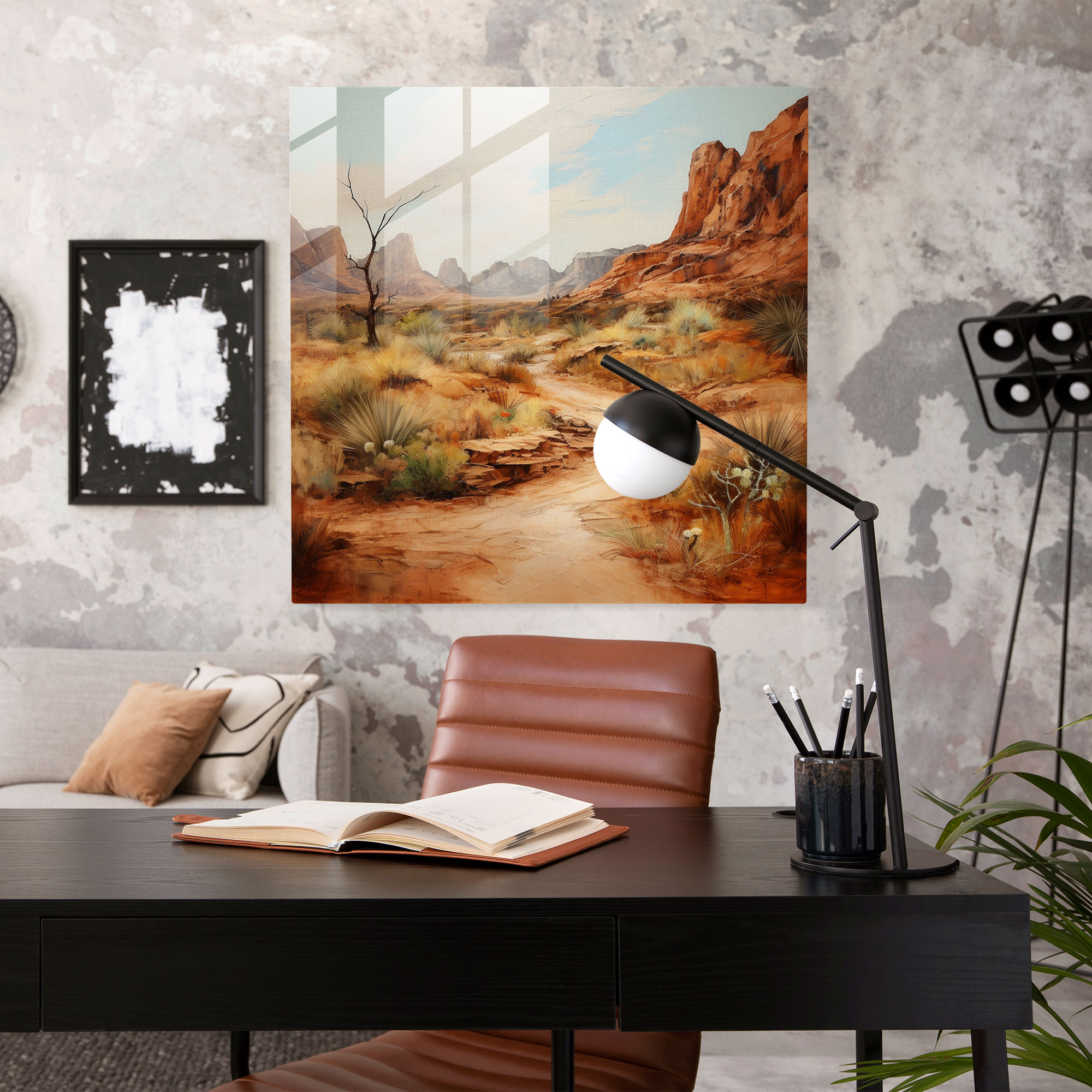 Rustic Wilderness Glass Print - Desert, Modern Art, Rustic Charm, Glass Art