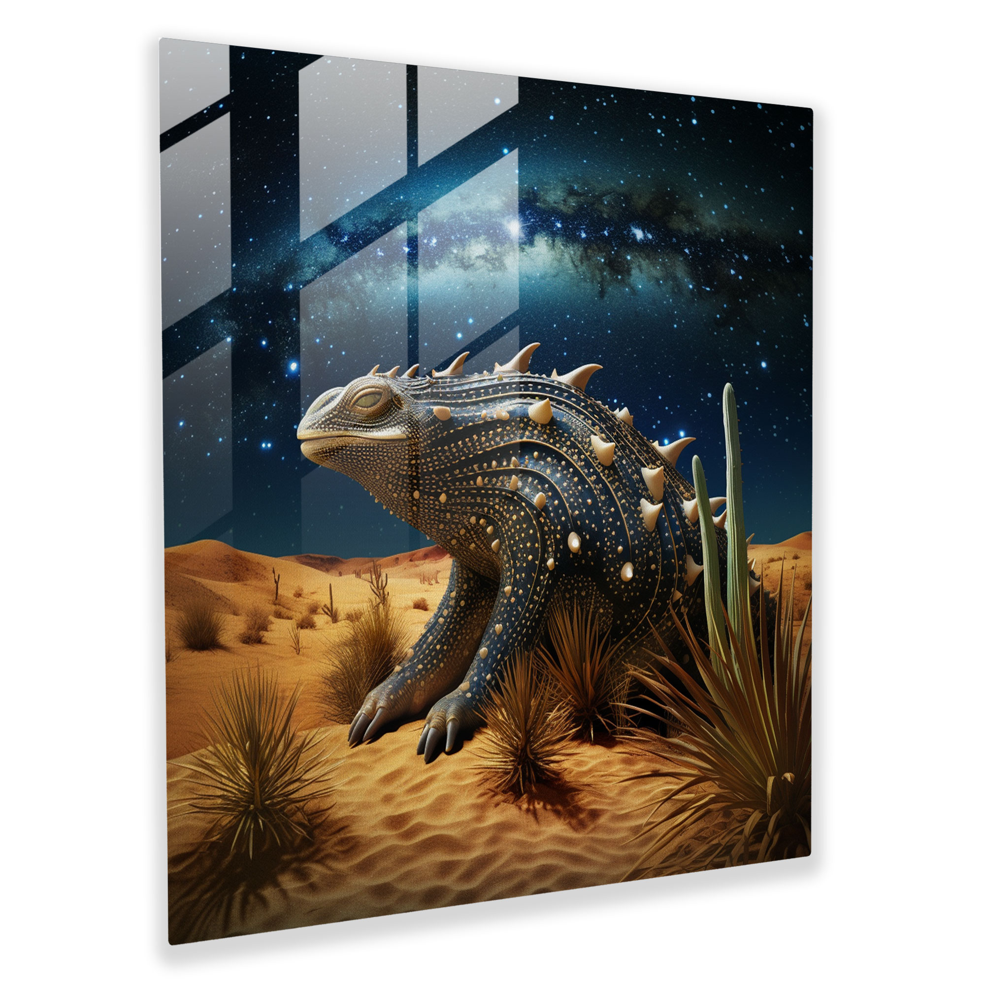 Starry Desert Dreams Glass Print - Desert, Glass Wall Art, Starry Desert Dreams Glass Print, Starry Night Sky