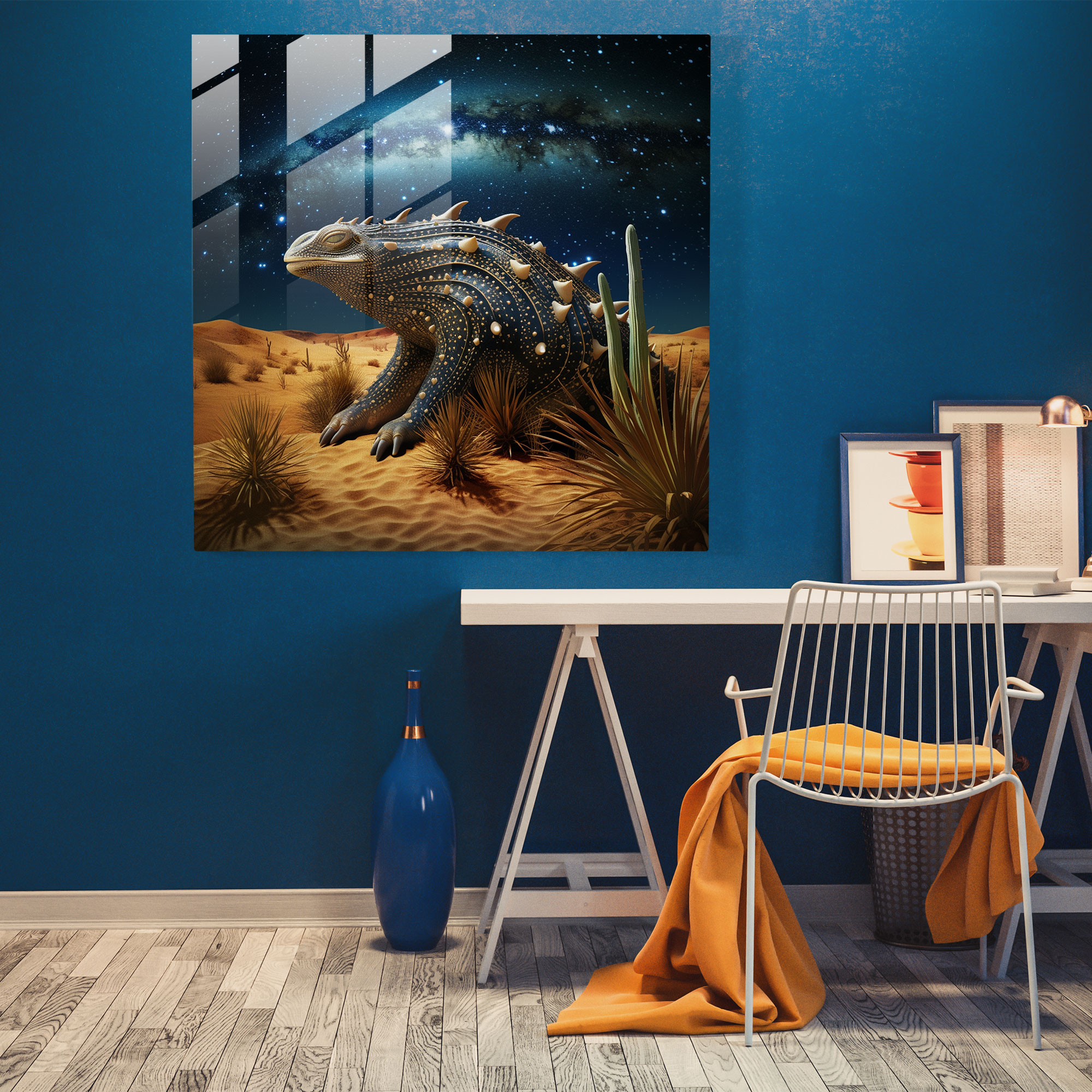 Starry Desert Dreams Glass Print - Desert, Glass Wall Art, Starry Desert Dreams Glass Print, Starry Night Sky