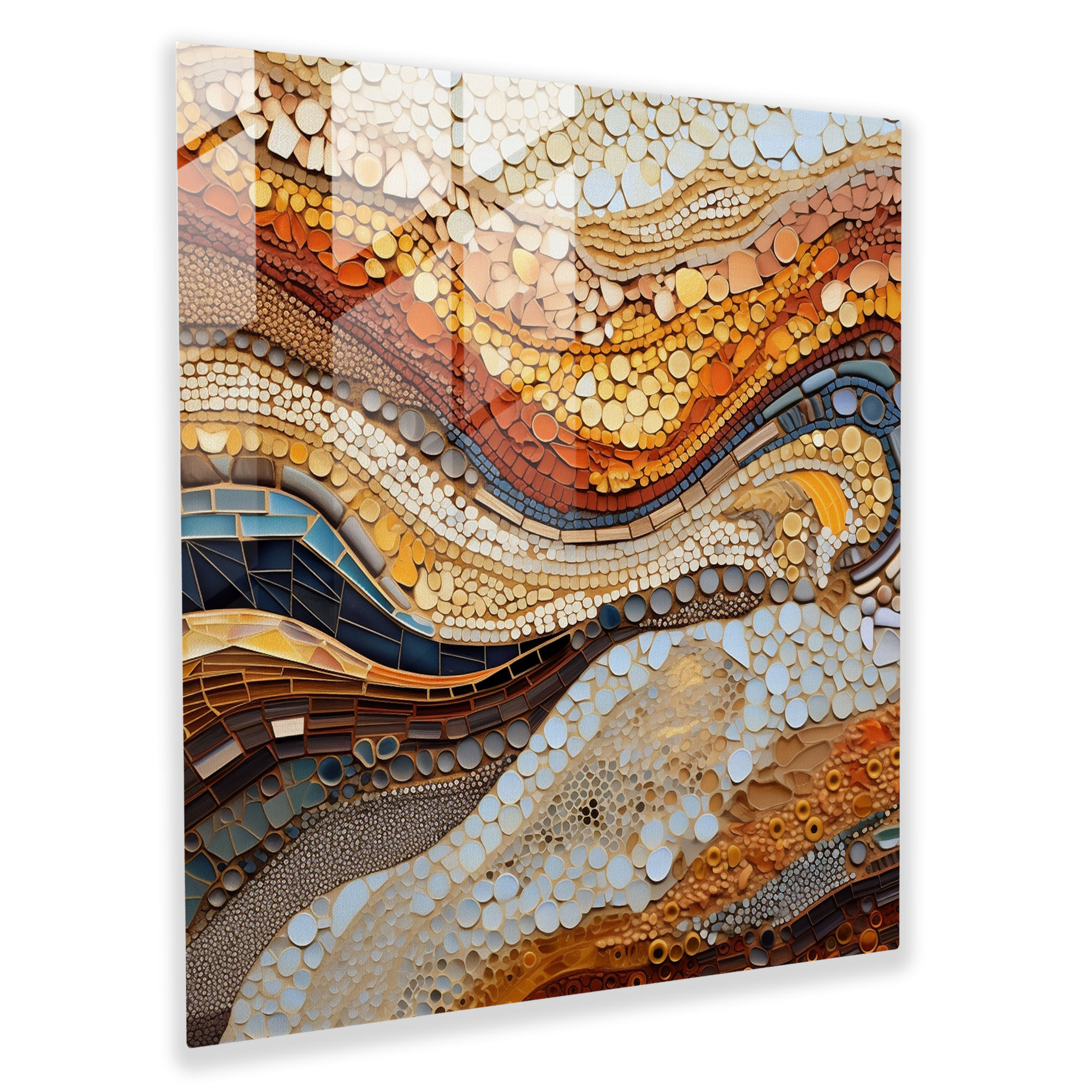 Sandstone Mosaic Glass Print - Desert, Intricate Patterns, Glass Art, Wall Decoration