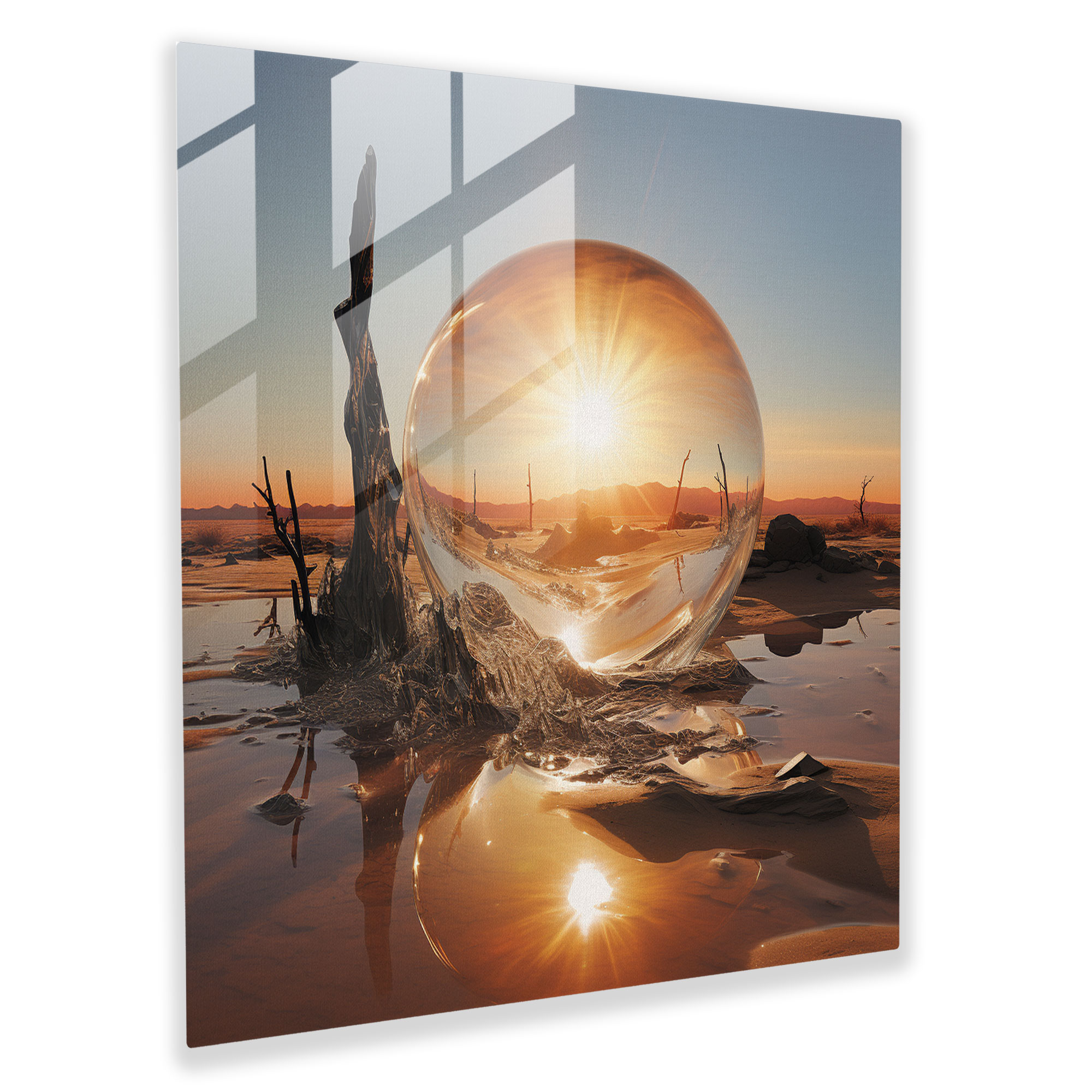 Melting Sun Glass Print - Desert, Contemporary, Glass Art, Desert