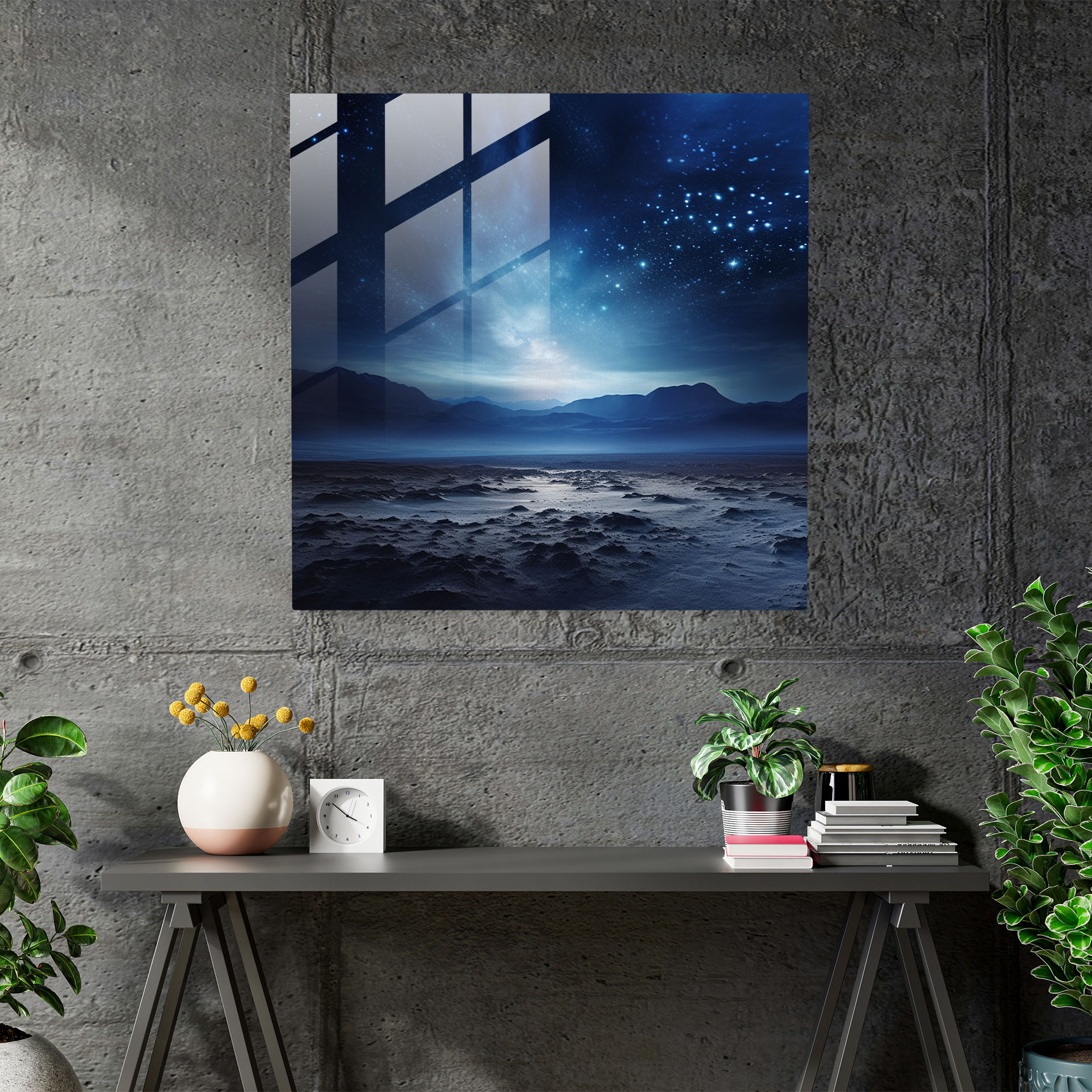 Desert Stargaze Glass Print - Desert, Glass Wall Art, Wall Decoration, Glass Art
