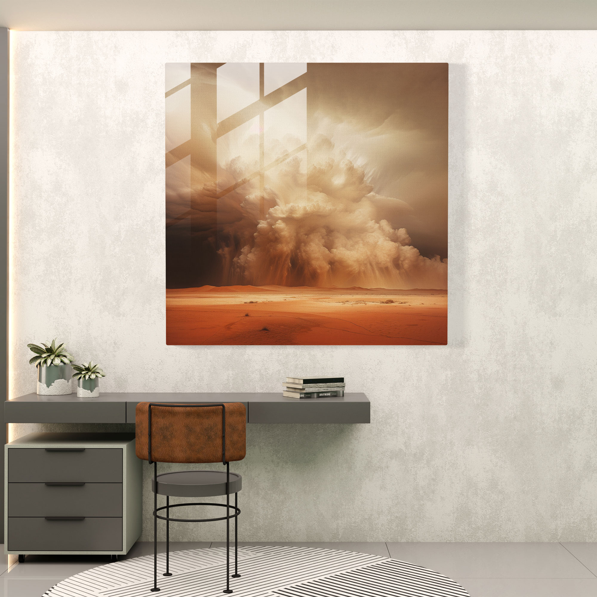 Desert Fury Glass Print - Desert, Glass Wall Art, Sandstorm, Glass Art