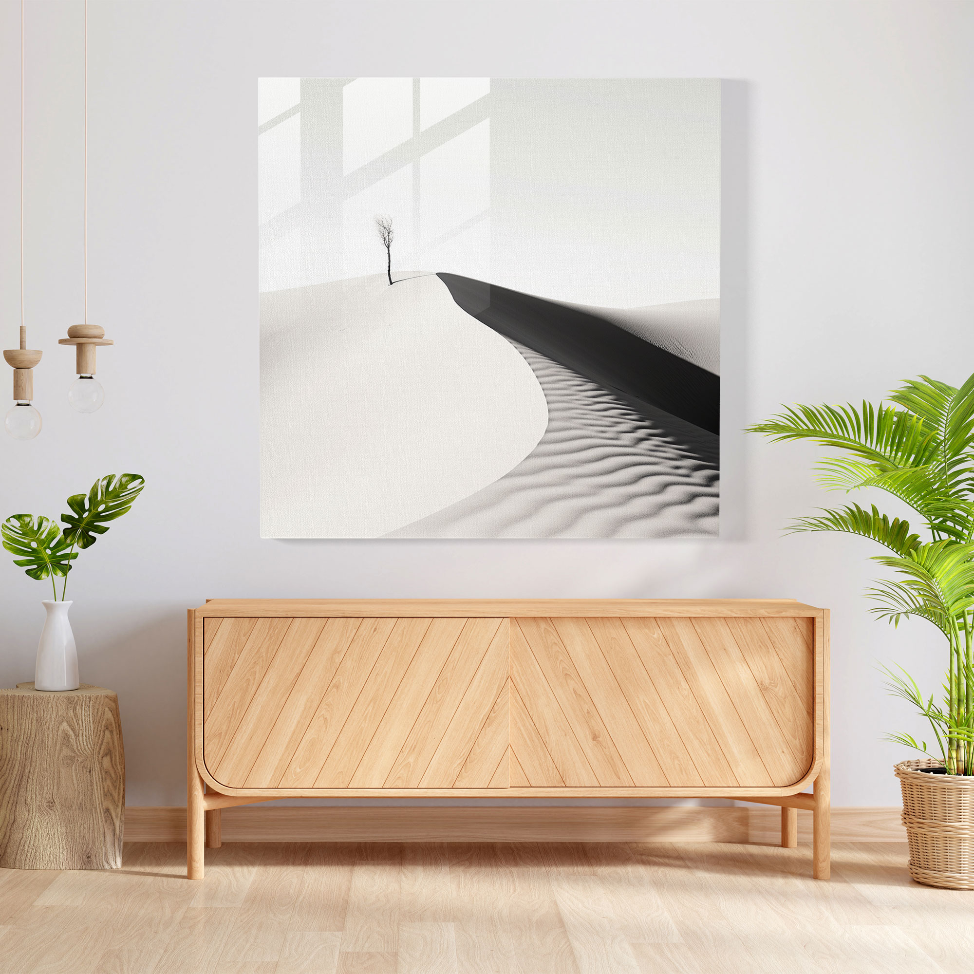 Desert Serenity Glass Print - Desert, Wall Decoration, Home Decoration, Sandy Dunes
