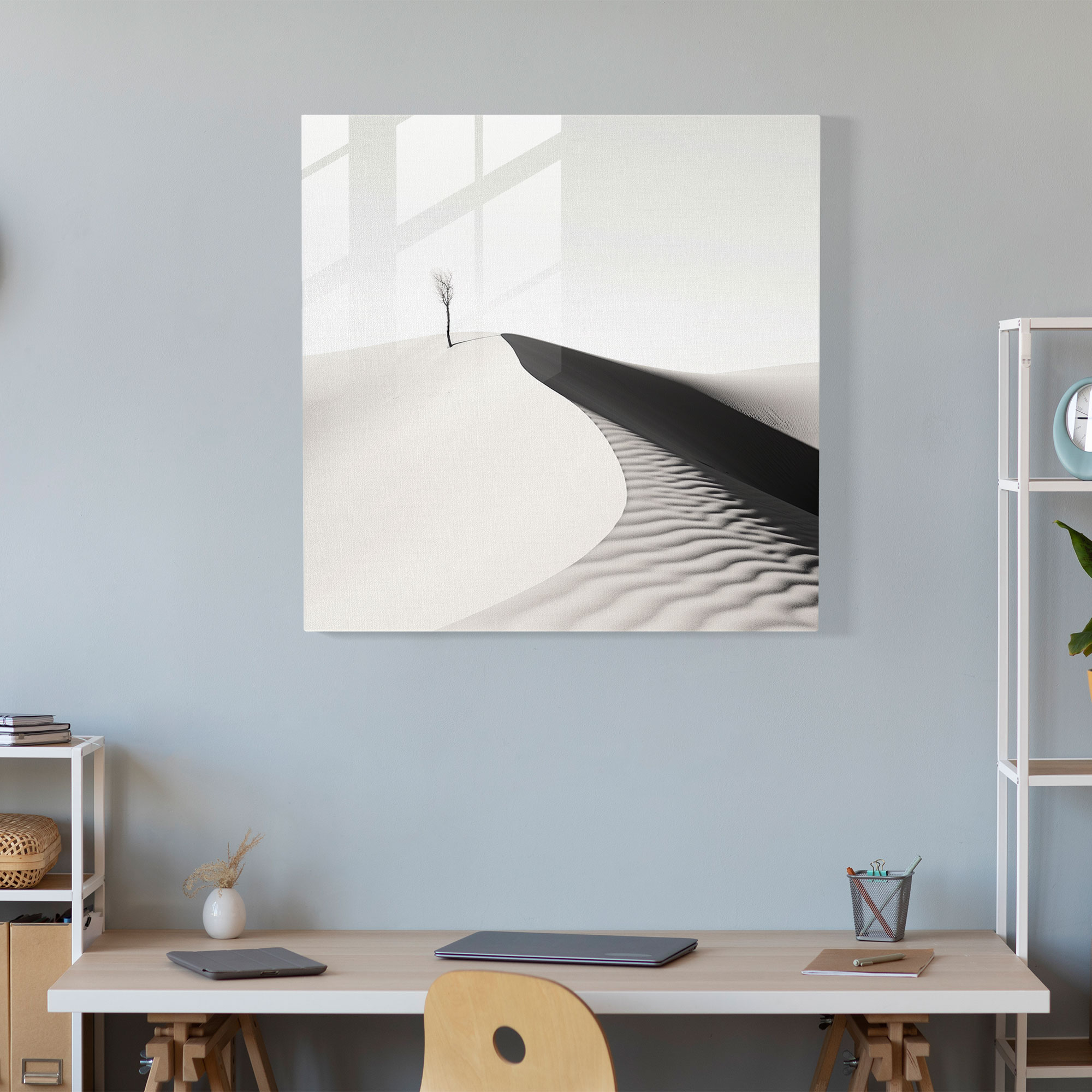 Desert Serenity Glass Print - Desert, Wall Decoration, Home Decoration, Sandy Dunes
