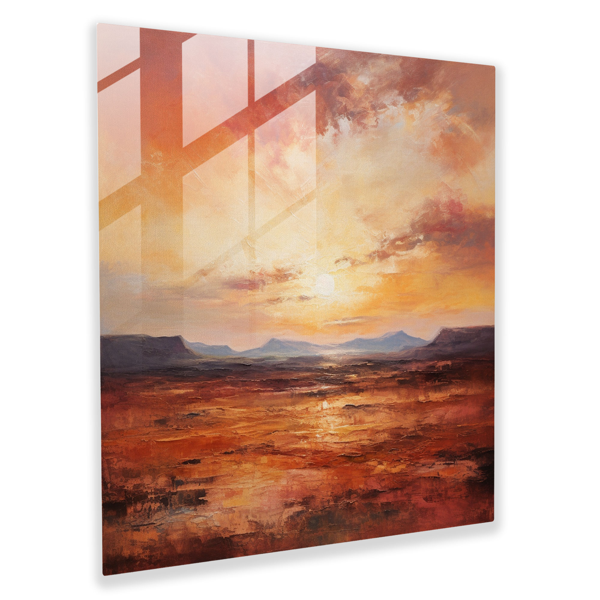 Desert Sunset Glass Print - Desert, Modern Art, Glass Print, Soft Brushwork