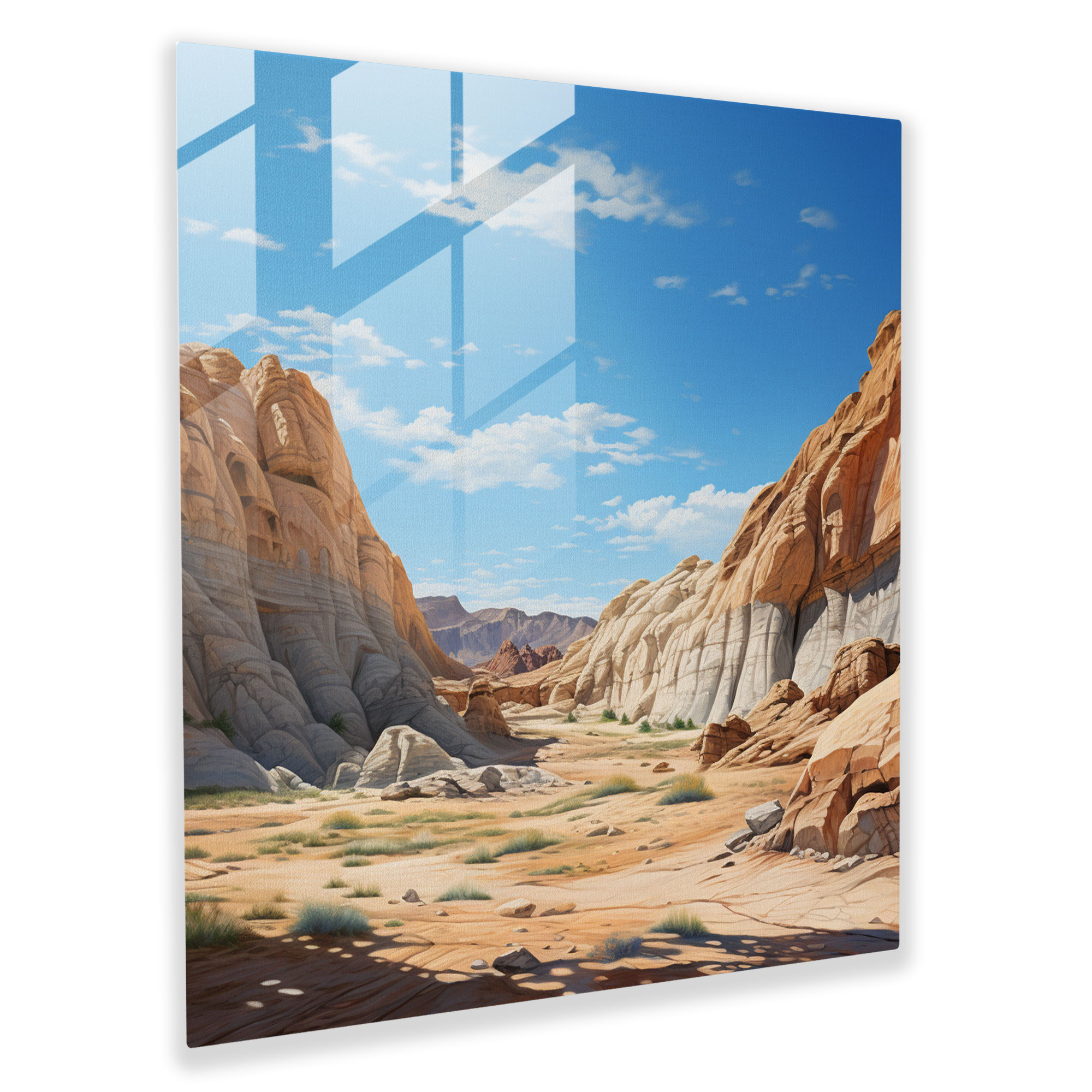 Desert Horizon Glass Print - Desert, Wall Decoration, Photorealistic Artwork, Glass Print