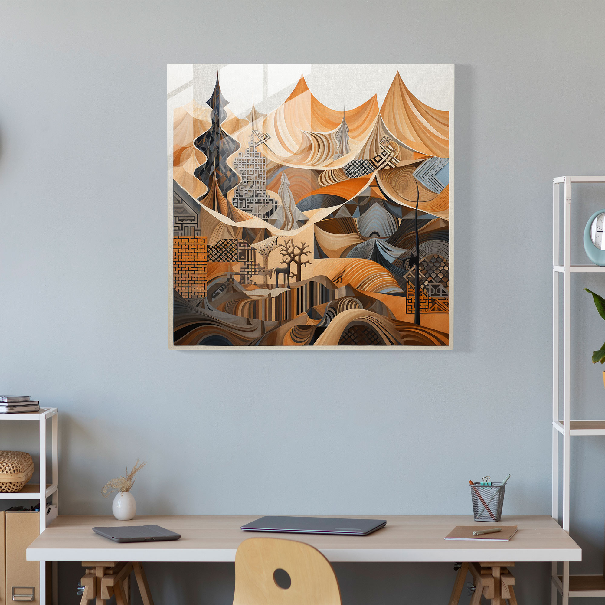 Desert Geometry Glass Print - Desert, Glass Wall Art, Home Decoration, Intricate Patterns