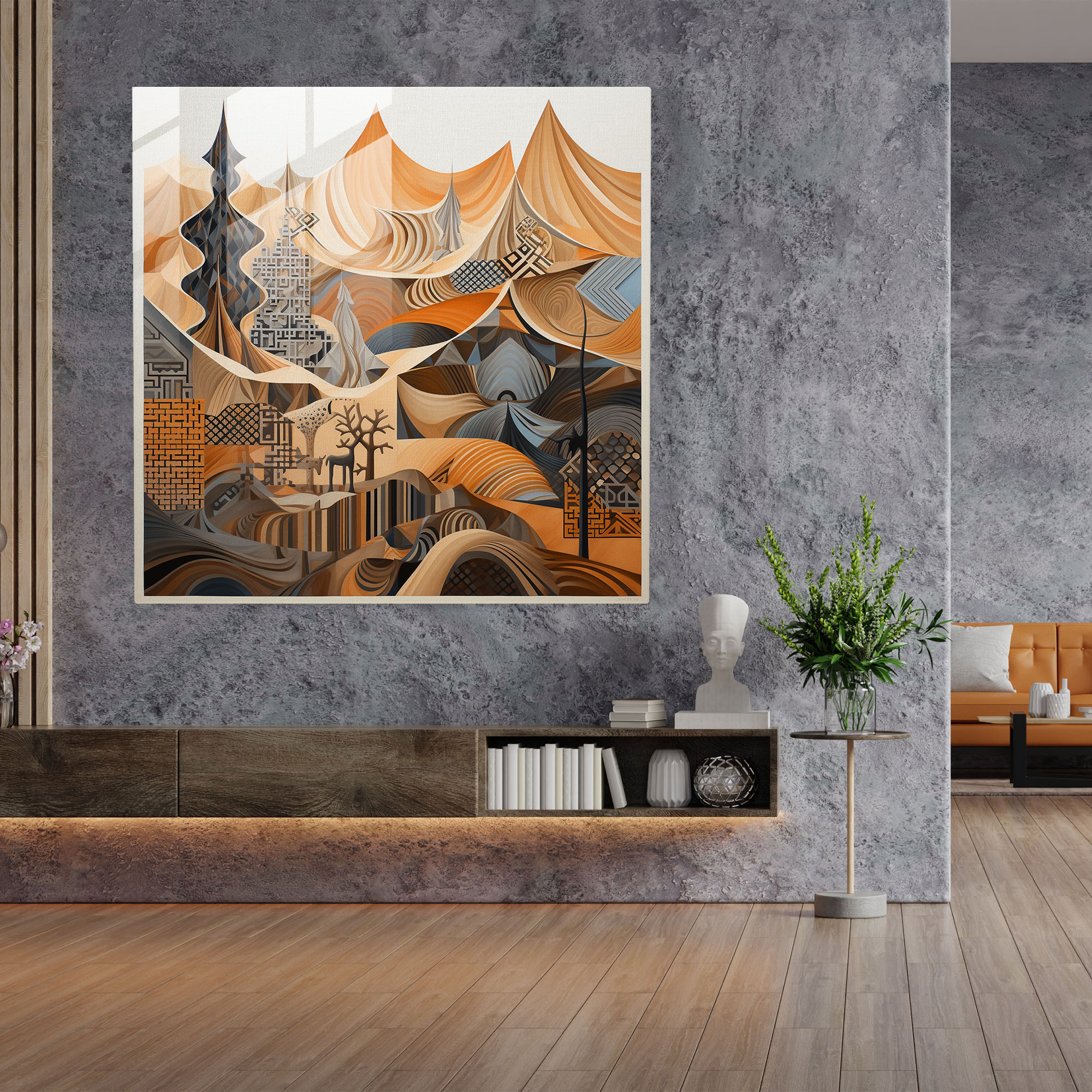 Desert Geometry Glass Print - Desert, Glass Wall Art, Home Decoration, Intricate Patterns