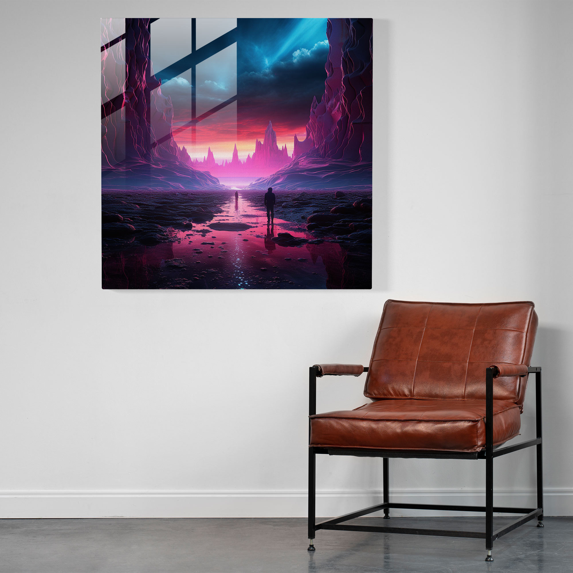 Desert Neon Glass Print - Desert, Neon Colors, Glass Art, Glass Print