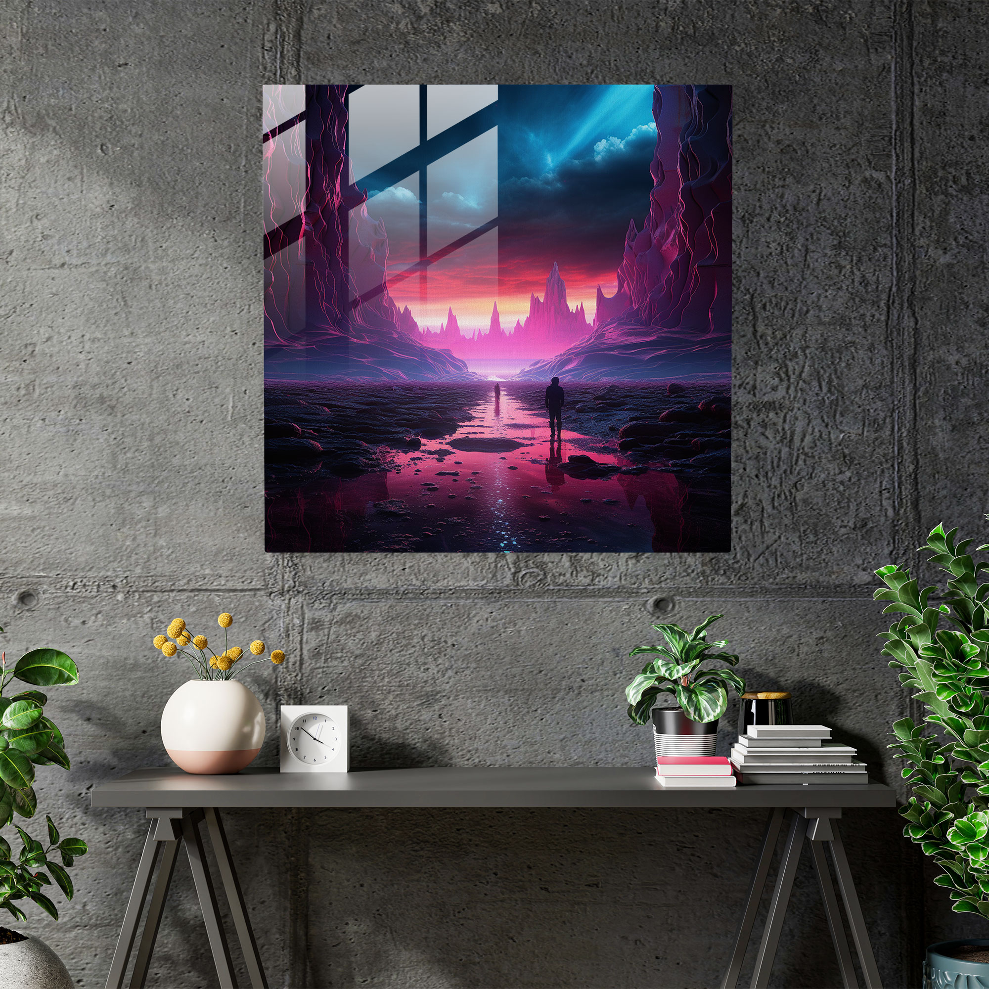 Desert Neon Glass Print - Desert, Neon Colors, Glass Art, Glass Print