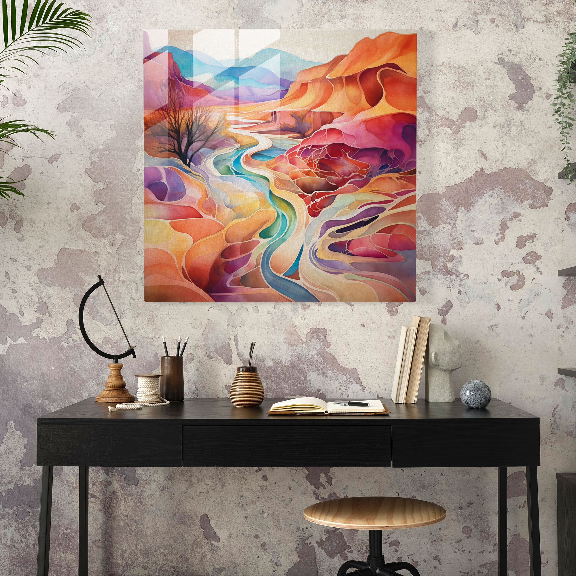 Desert Dreams Glass Print - Desert, Wall Decoration, Glass Wall Art, Glass Art