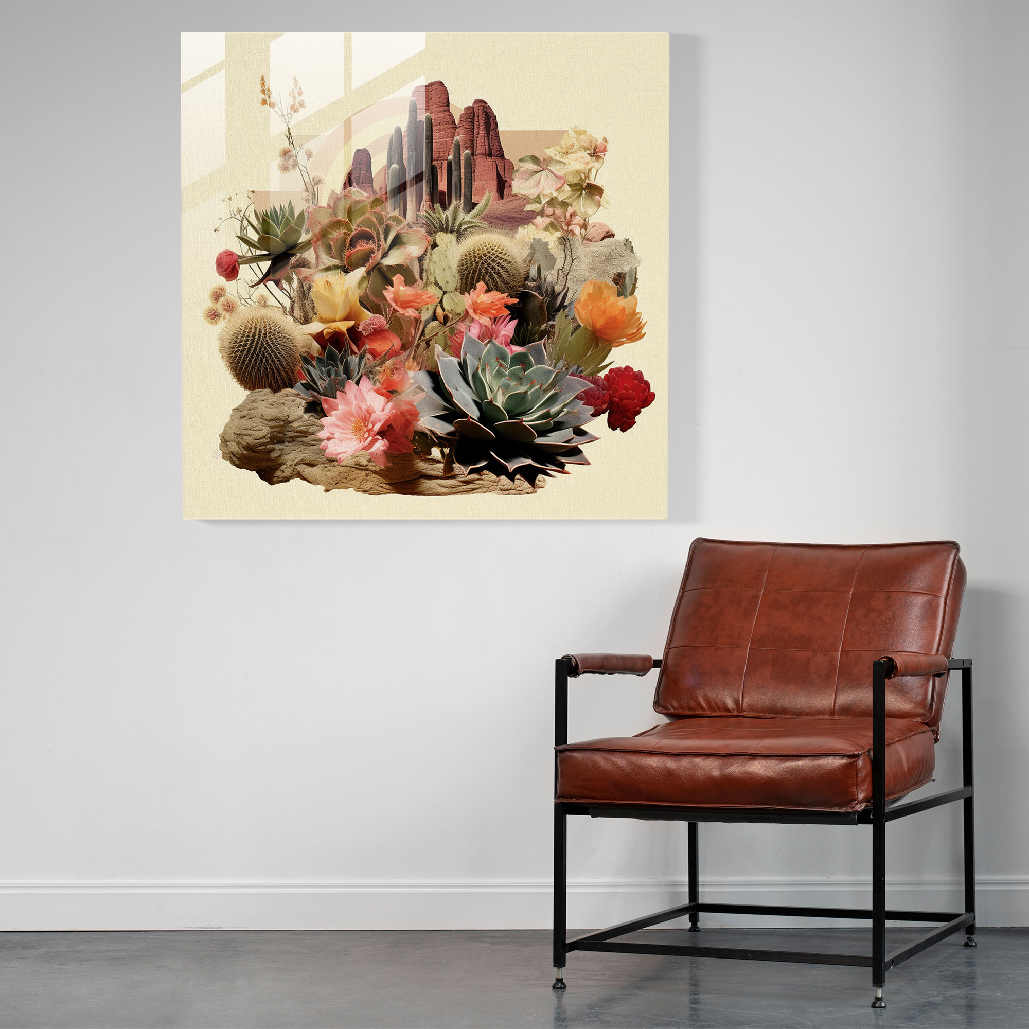 Desert Fusion Glass Print - Desert, Glass Print, Wall Decoration, Contemporary Collage
