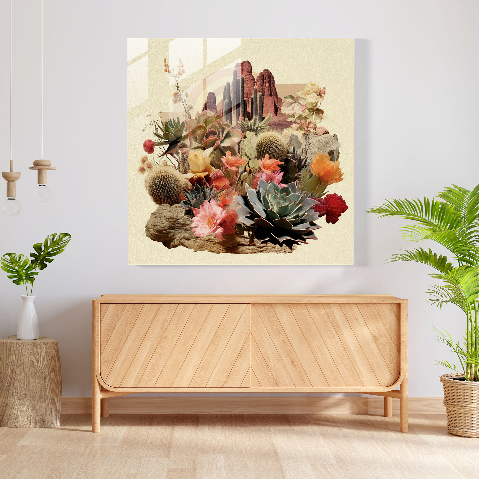 Desert Fusion Glass Print - Desert, Glass Print, Wall Decoration, Contemporary Collage