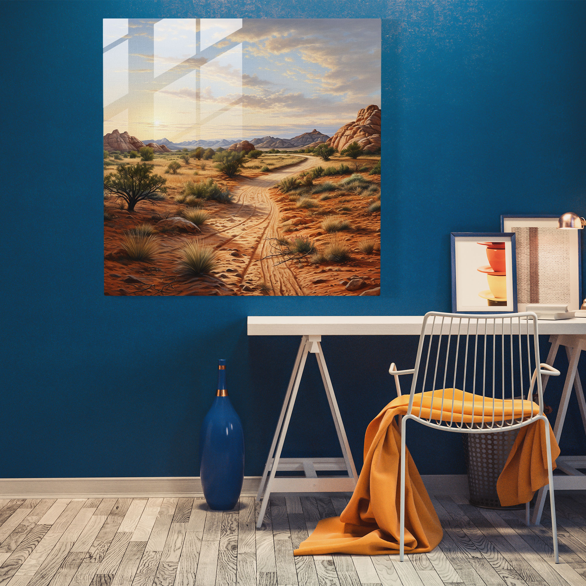 Endless Sands Glass Print - Desert, Modern Art, Home Decoration, Desert Landscape