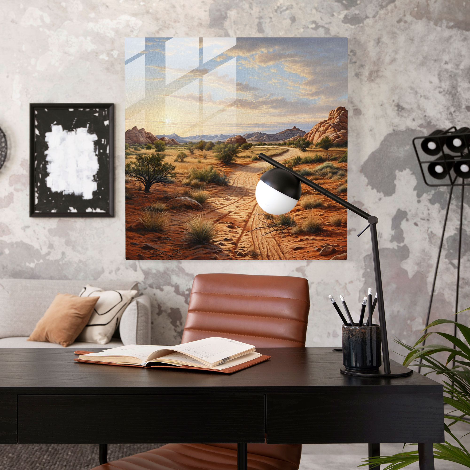 Endless Sands Glass Print - Desert, Modern Art, Home Decoration, Desert Landscape