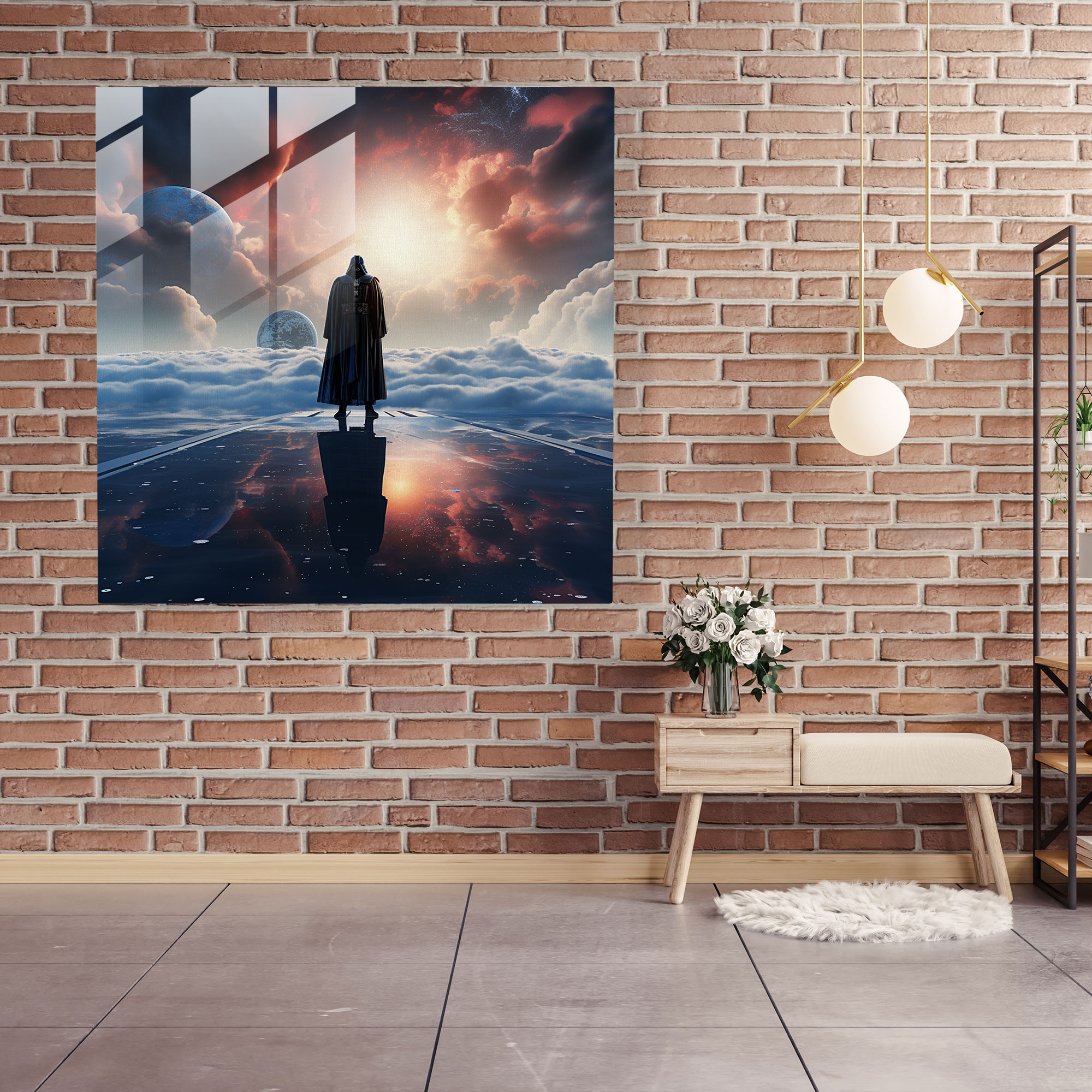 Rüya Gibi Darth Vader Cam Tablo - Darth Vader Sürreal Sanat Modern Sanat Dijital Sanat