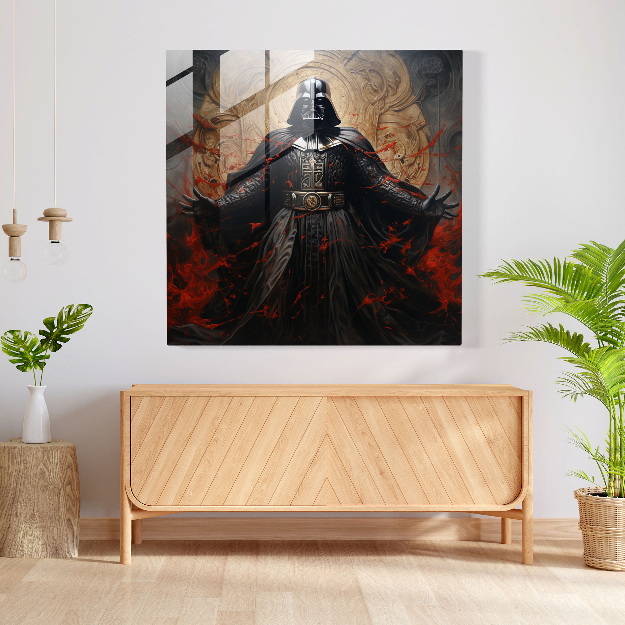 Gerçekçi Darth Vader Cam Tablo - Duvar Dekorasyonu Cam Sanatı Ev Dekorasyonu