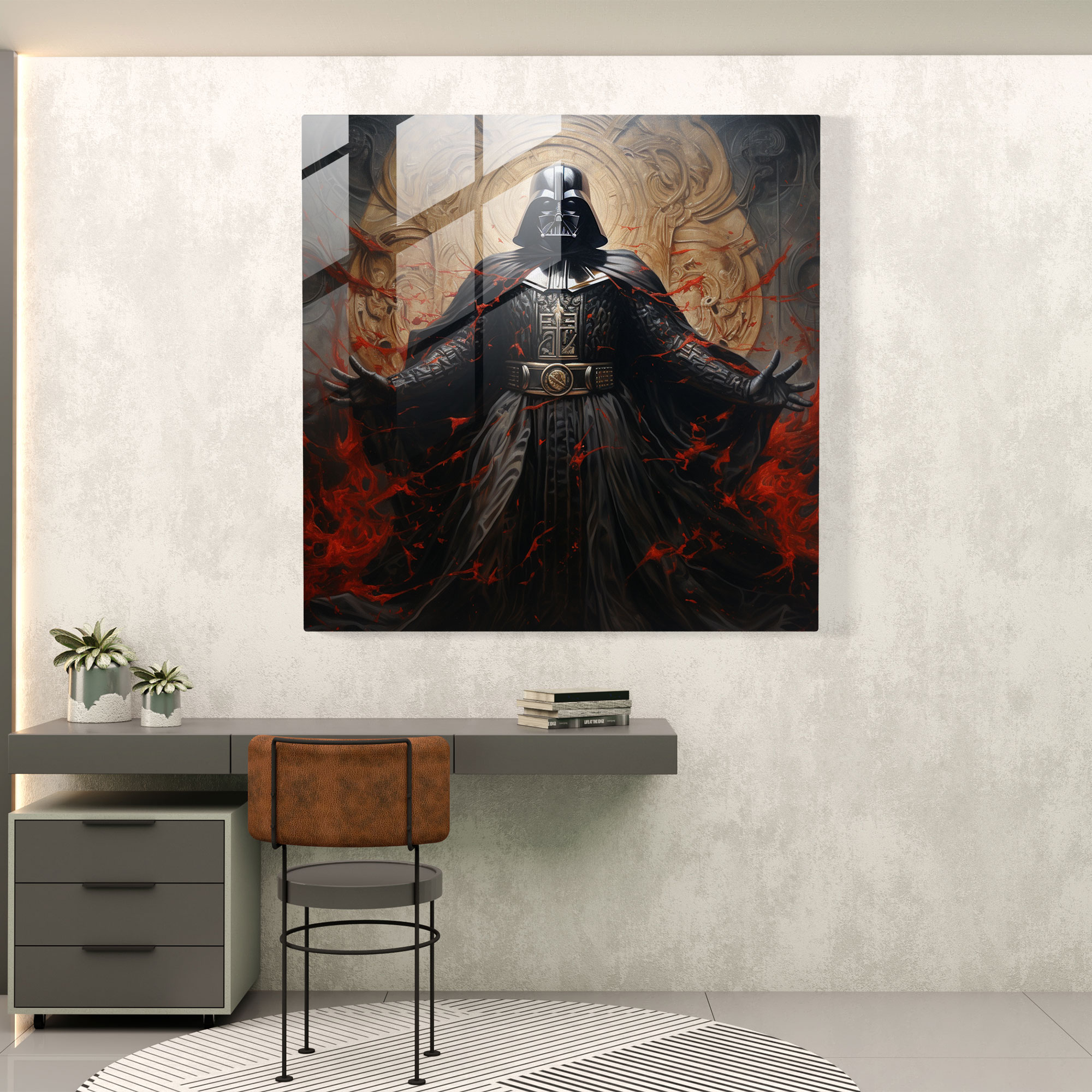 Gerçekçi Darth Vader Cam Tablo - Duvar Dekorasyonu Cam Sanatı Ev Dekorasyonu