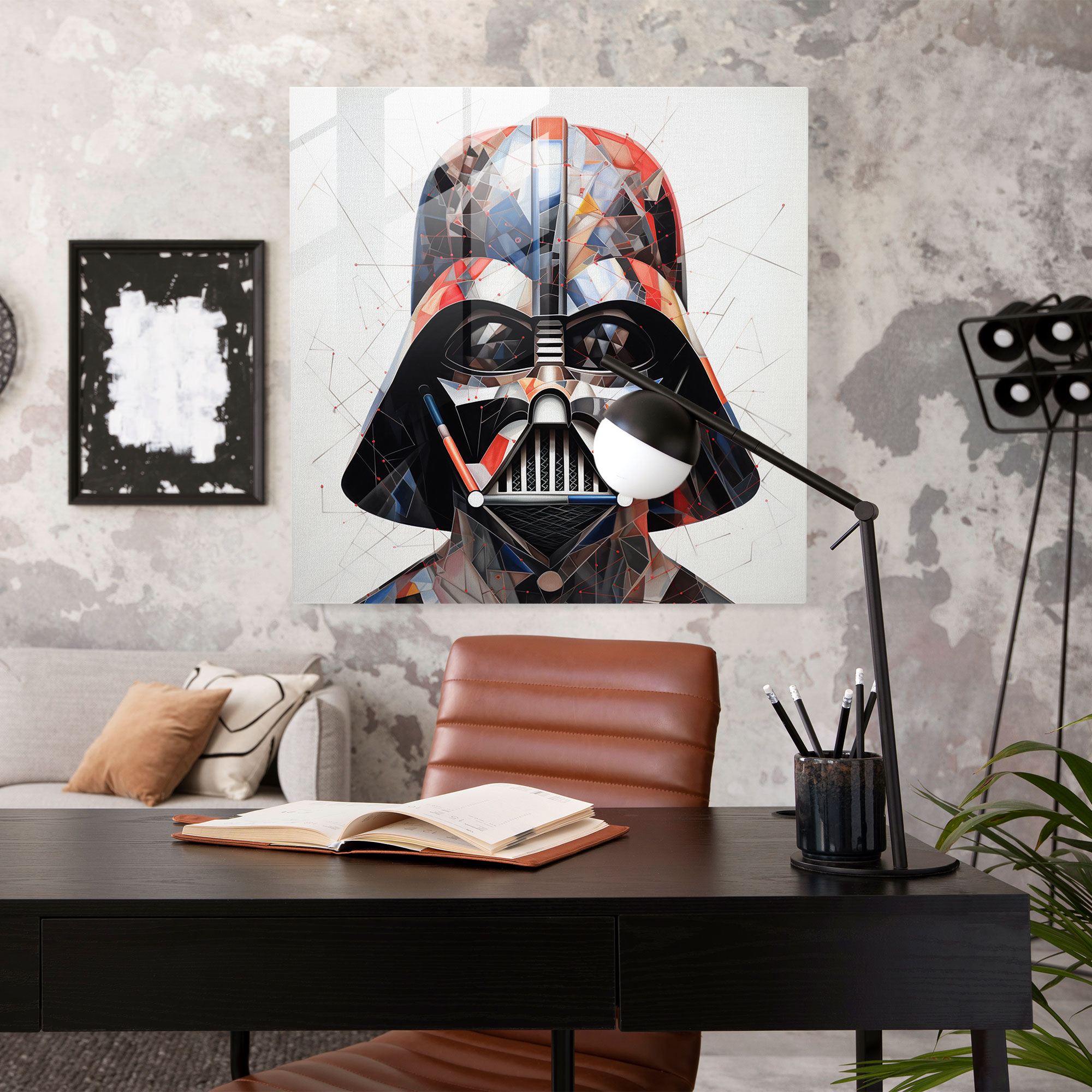 Geometrik Darth Vader Cam Tablo - Duvar Dekorasyonu Ev Dekorasyonu