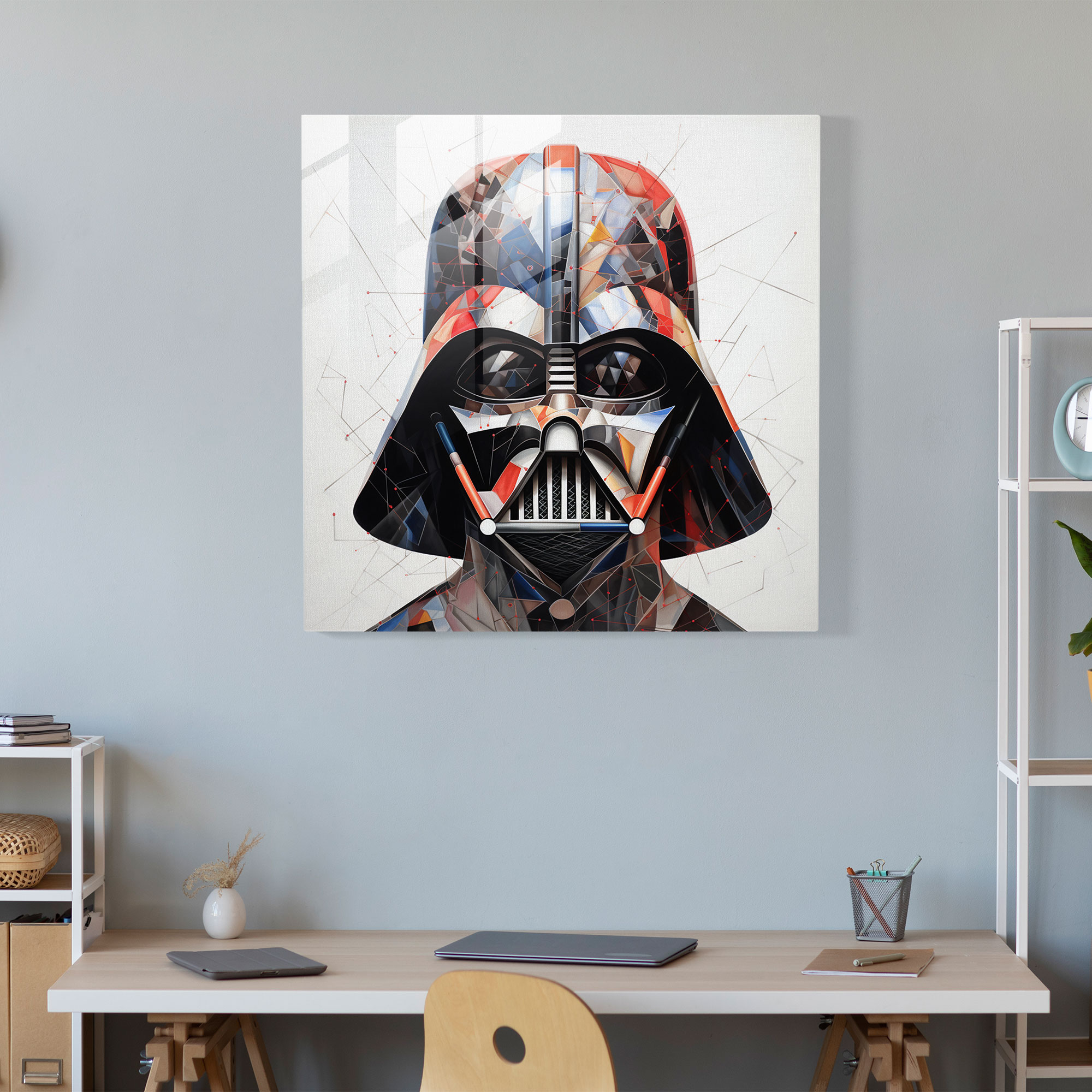 Geometrik Darth Vader Cam Tablo - Duvar Dekorasyonu Ev Dekorasyonu