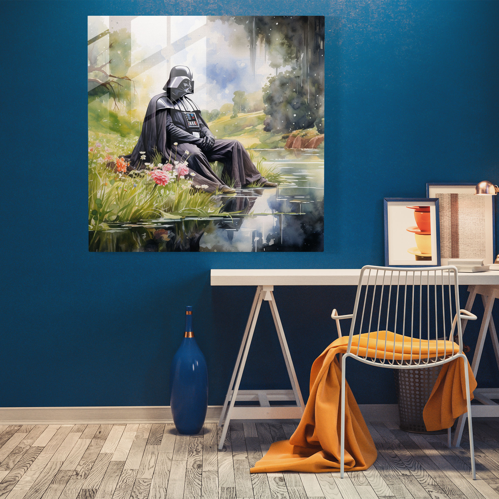 Huzurlu Darth Vader Cam Tablo - Darth Vader Cam Duvar Sanatı Cam Sanatı Modern Sanat