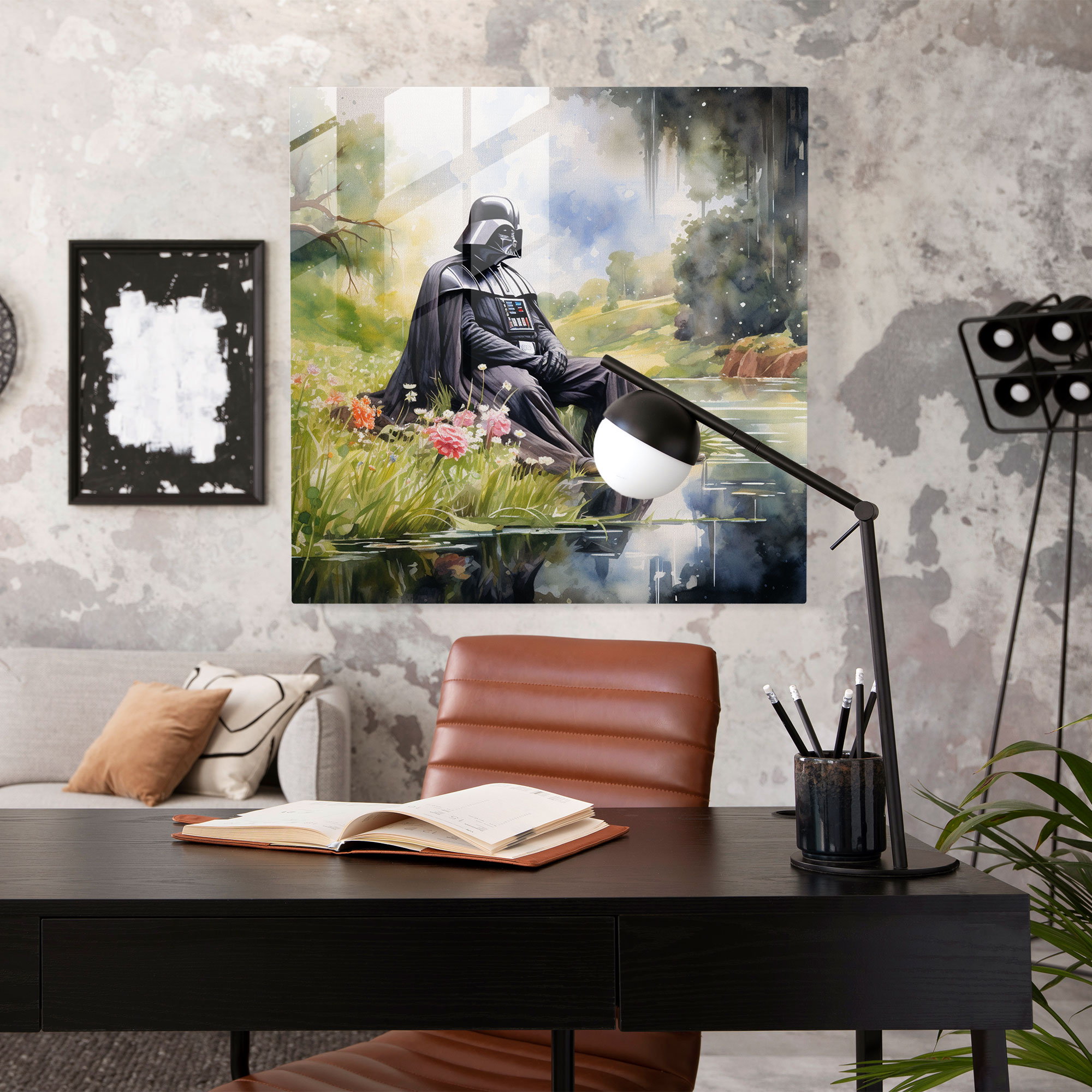 Huzurlu Darth Vader Cam Tablo - Darth Vader Cam Duvar Sanatı Cam Sanatı Modern Sanat