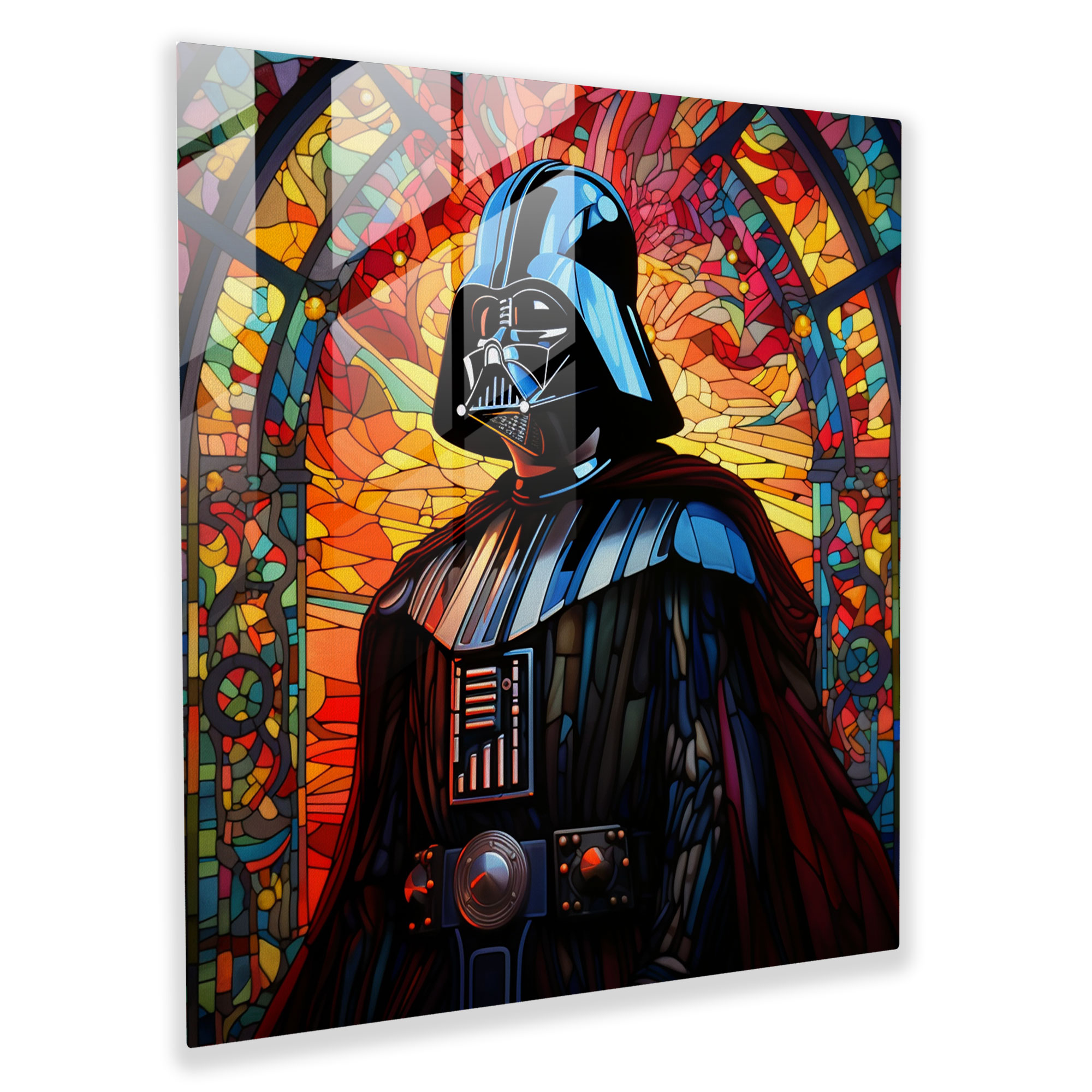 Stained Glass Print - Colorful Darth Vader Silhouette - Darth Vader, Home Decoration, Modern Art, Glass Art