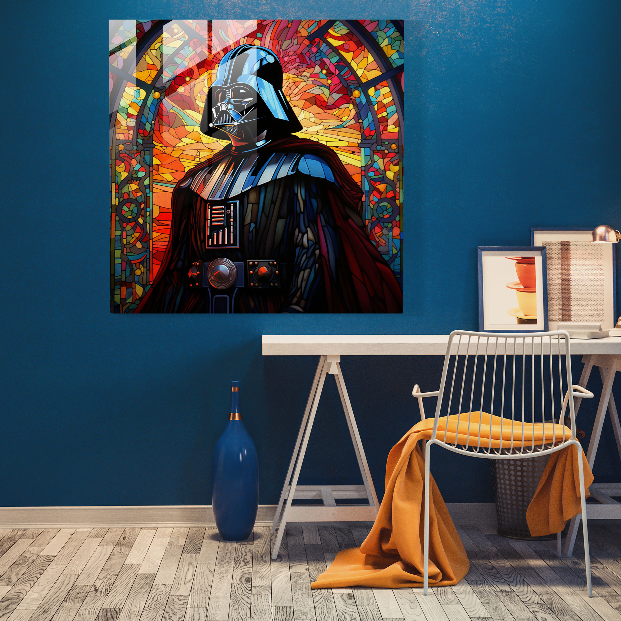 Stained Glass Print - Colorful Darth Vader Silhouette - Darth Vader, Home Decoration, Modern Art, Glass Art