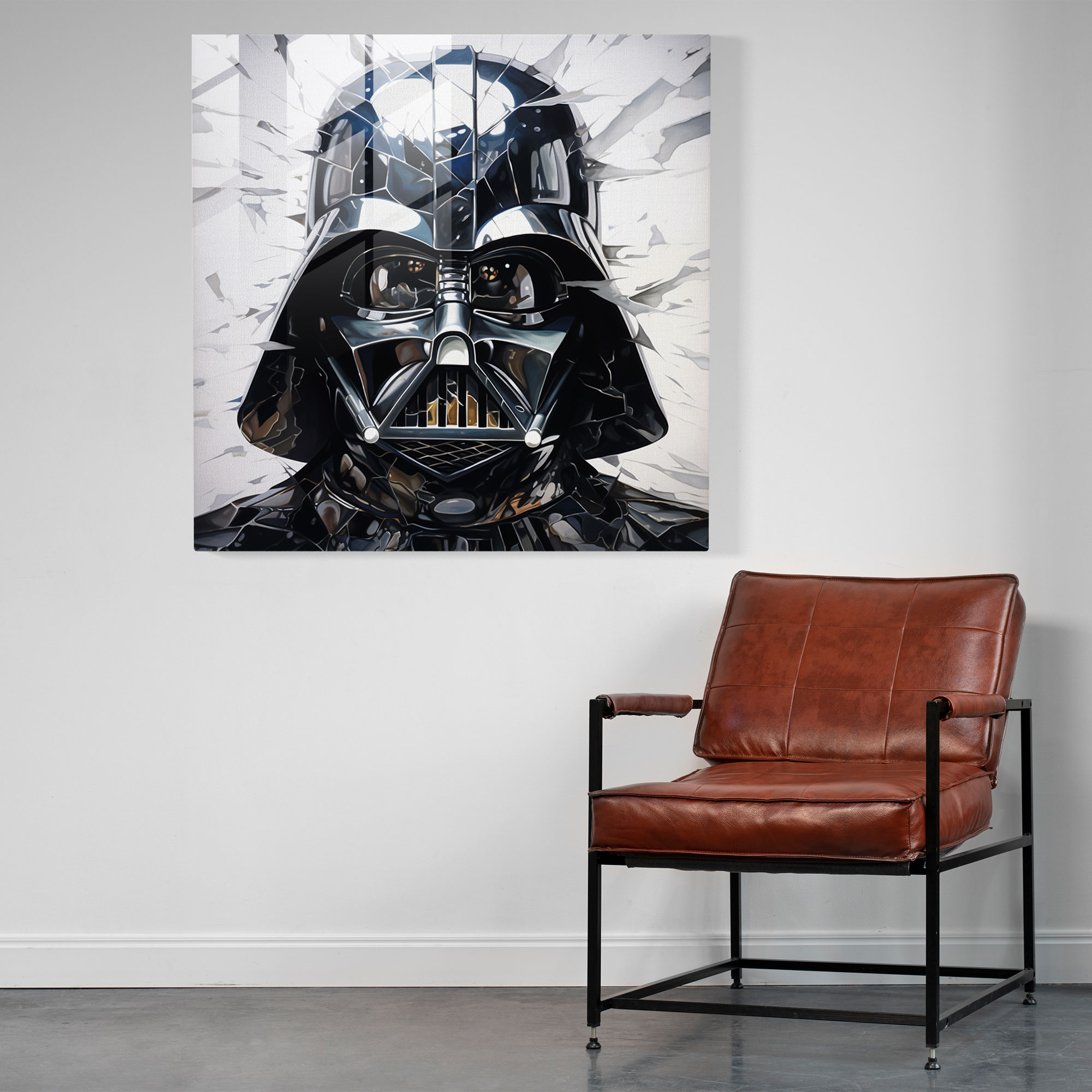 Fragmented Battle Glass Print - Shattered Darth Vader Helmet - Darth Vader, Star Wars, Darth Vader, Glass Print