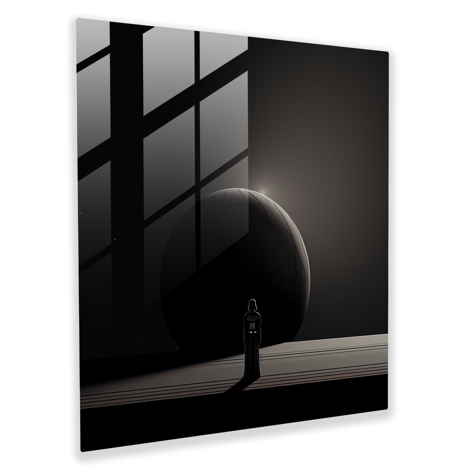 Darth Vader Temalı Minimalist Cam Tablo - Minimalist İllüstrasyon Cam Sanatı