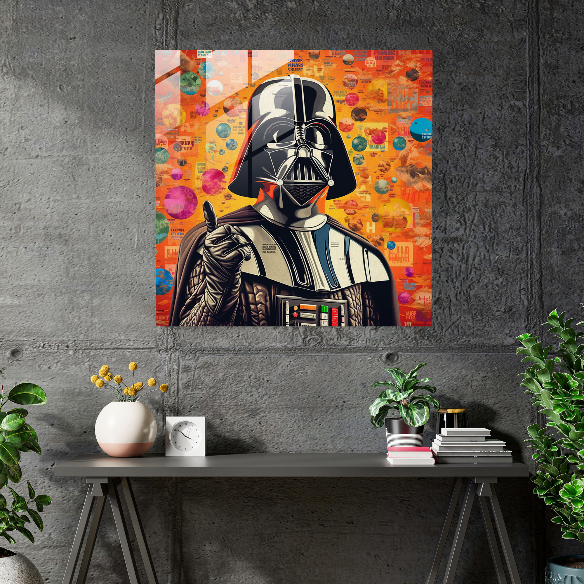 Pop Art Cam Tablo - Darth Vader Cam Duvar Sanatı Pop Art Ev Dekorasyonu
