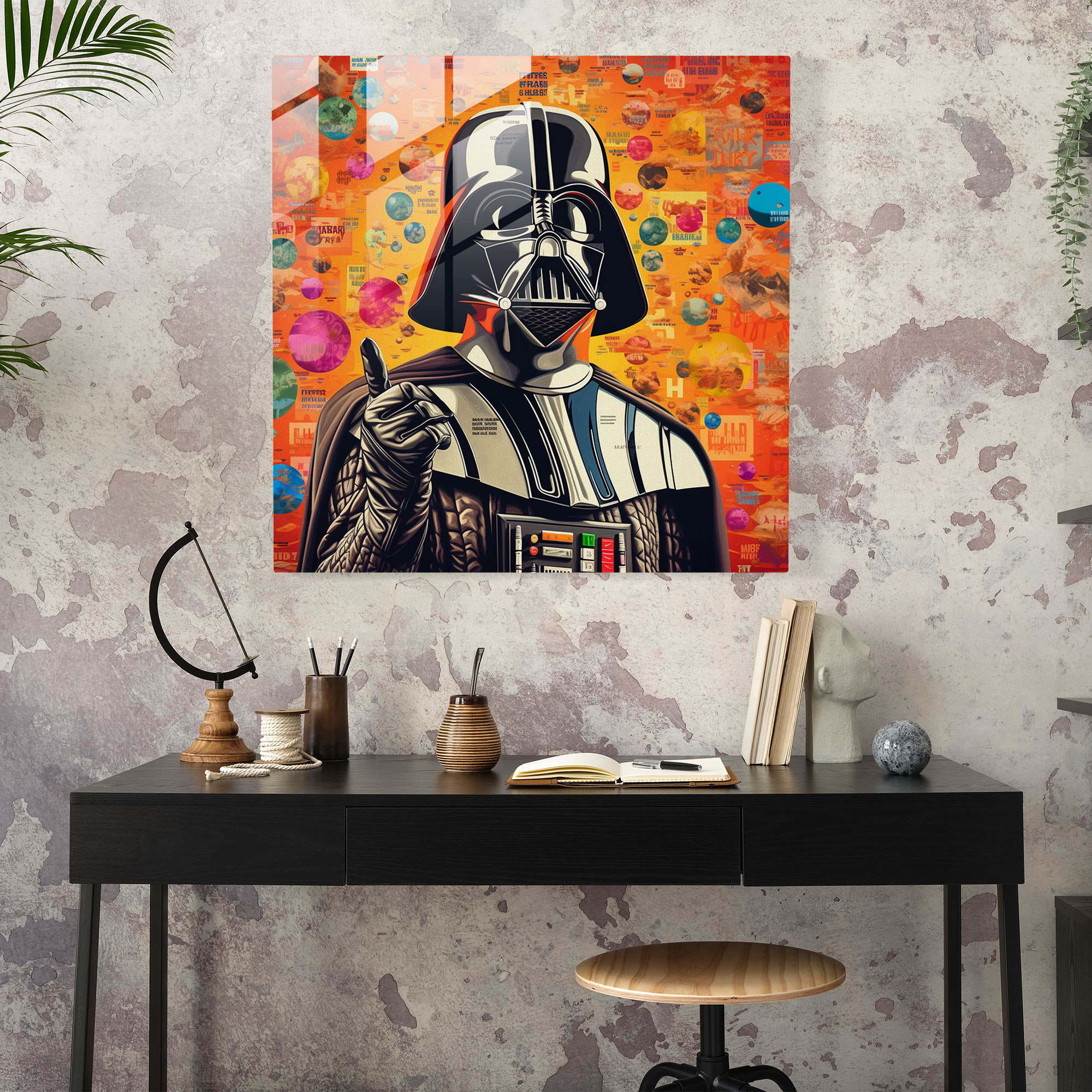 Pop Art Cam Tablo - Darth Vader Cam Duvar Sanatı Pop Art Ev Dekorasyonu