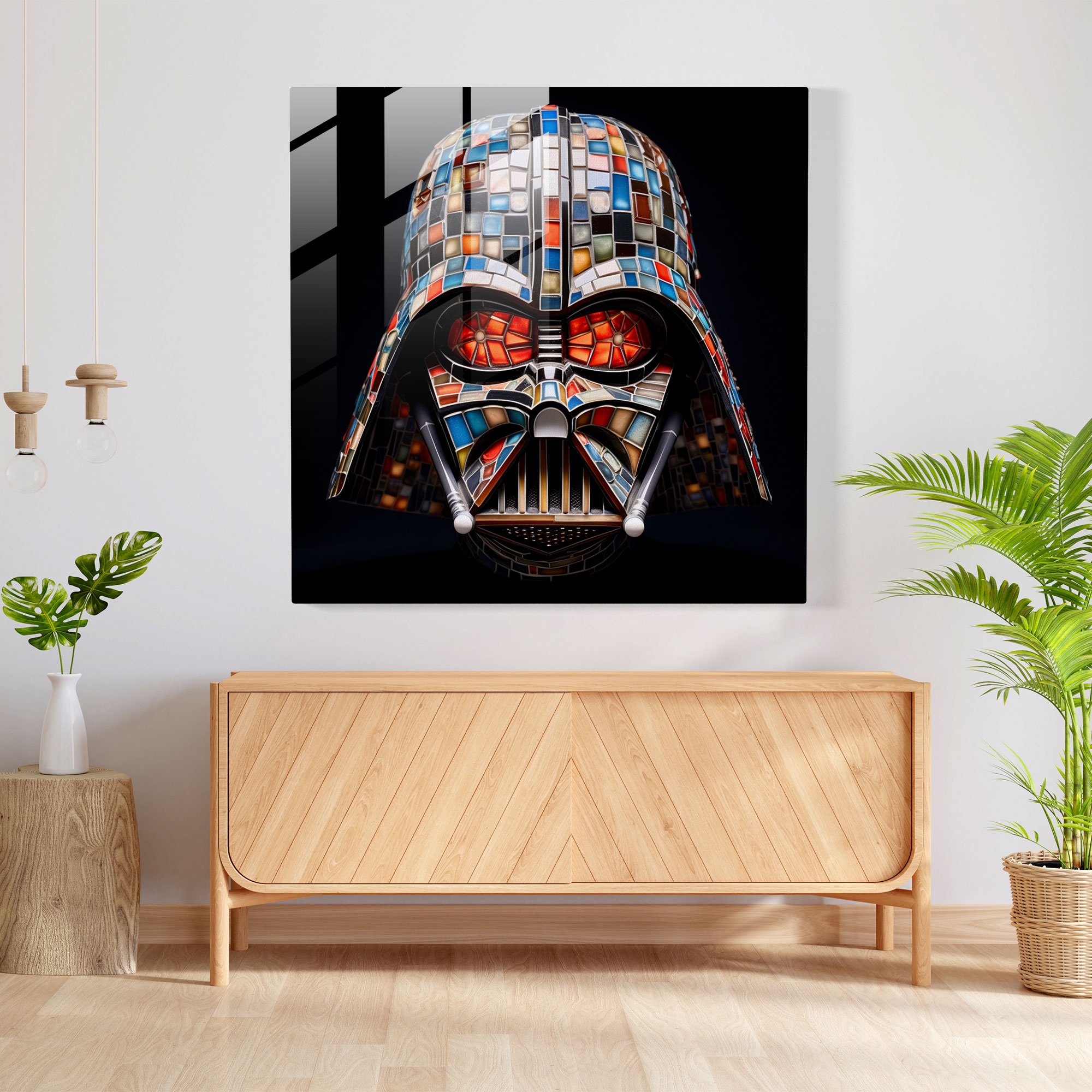 Darth Vader Geometric Glass Print - Darth Vader, Modern Art, Home Decoration, Glass Wall Art