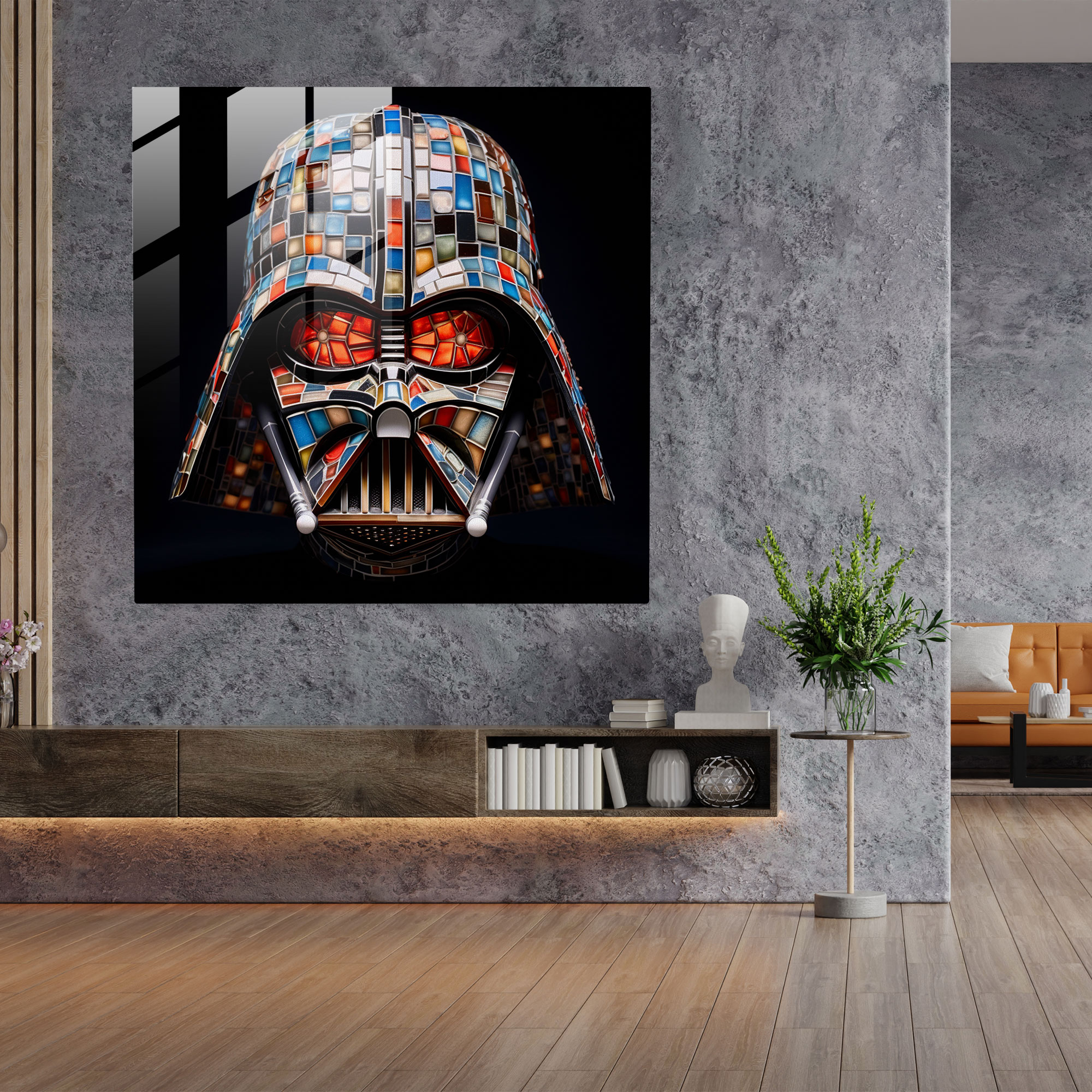 Darth Vader Geometric Glass Print - Darth Vader, Modern Art, Home Decoration, Glass Wall Art