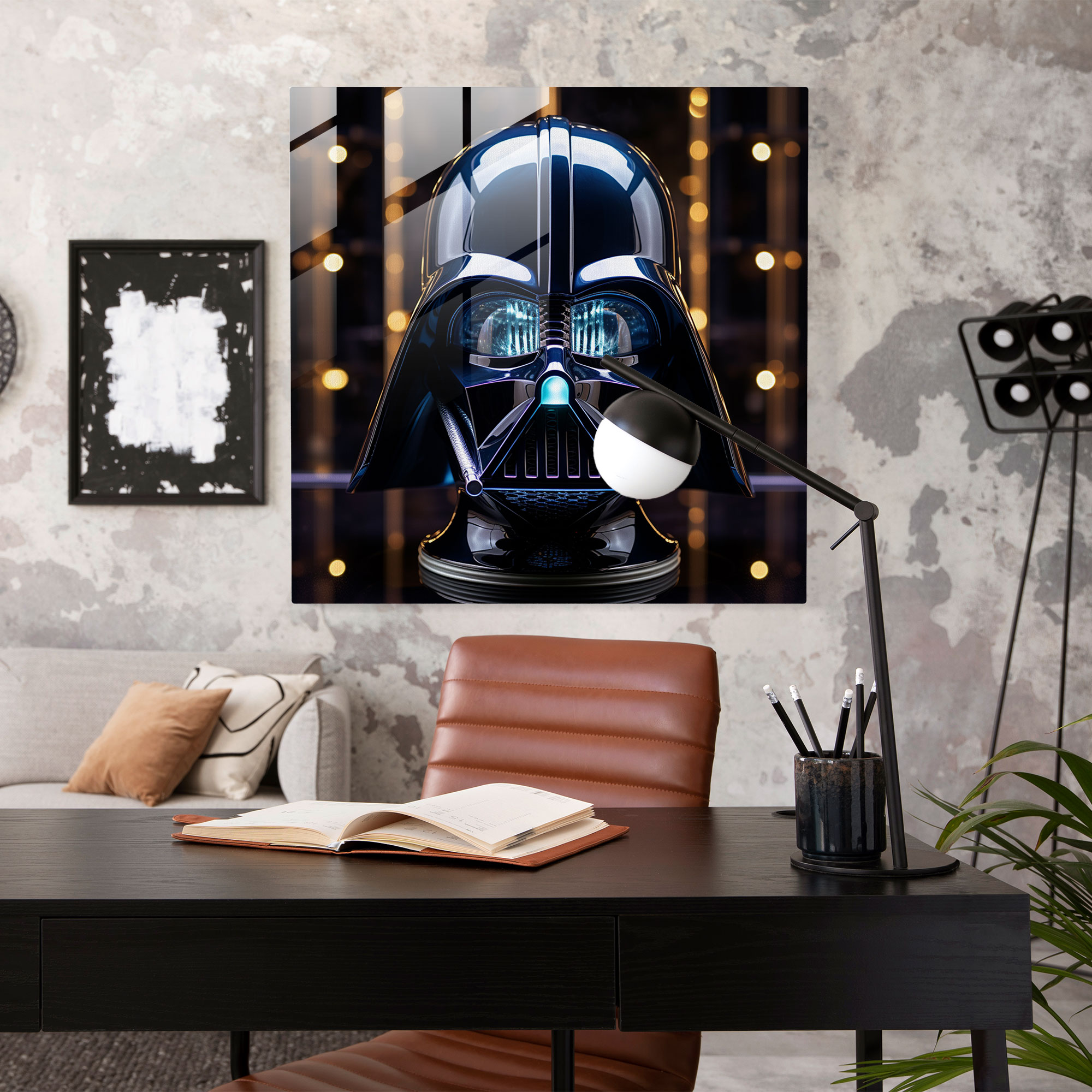 Darth Vader Photorealistic Glass Print - Darth Vader, Modern Art, Star Wars, Glass Print