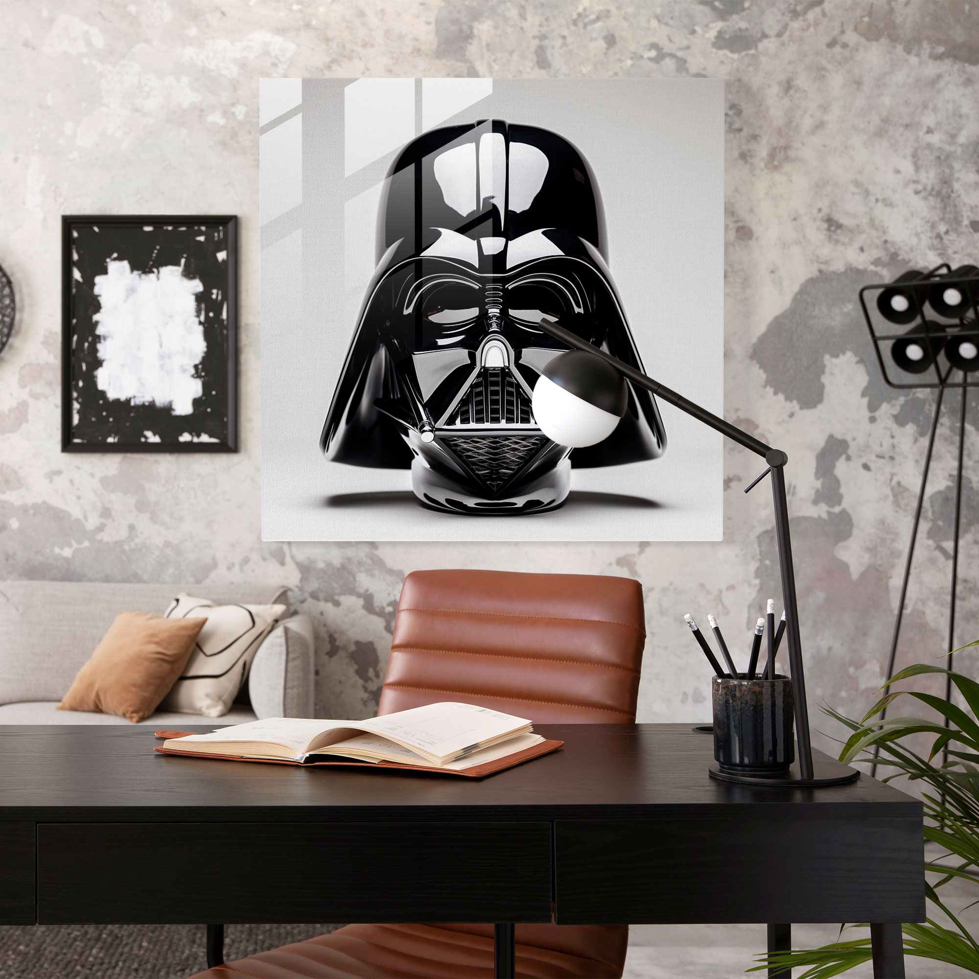 Darth Vader Minimalist Glass Print - Darth Vader, Wall Decoration, Home Decoration, Helmet