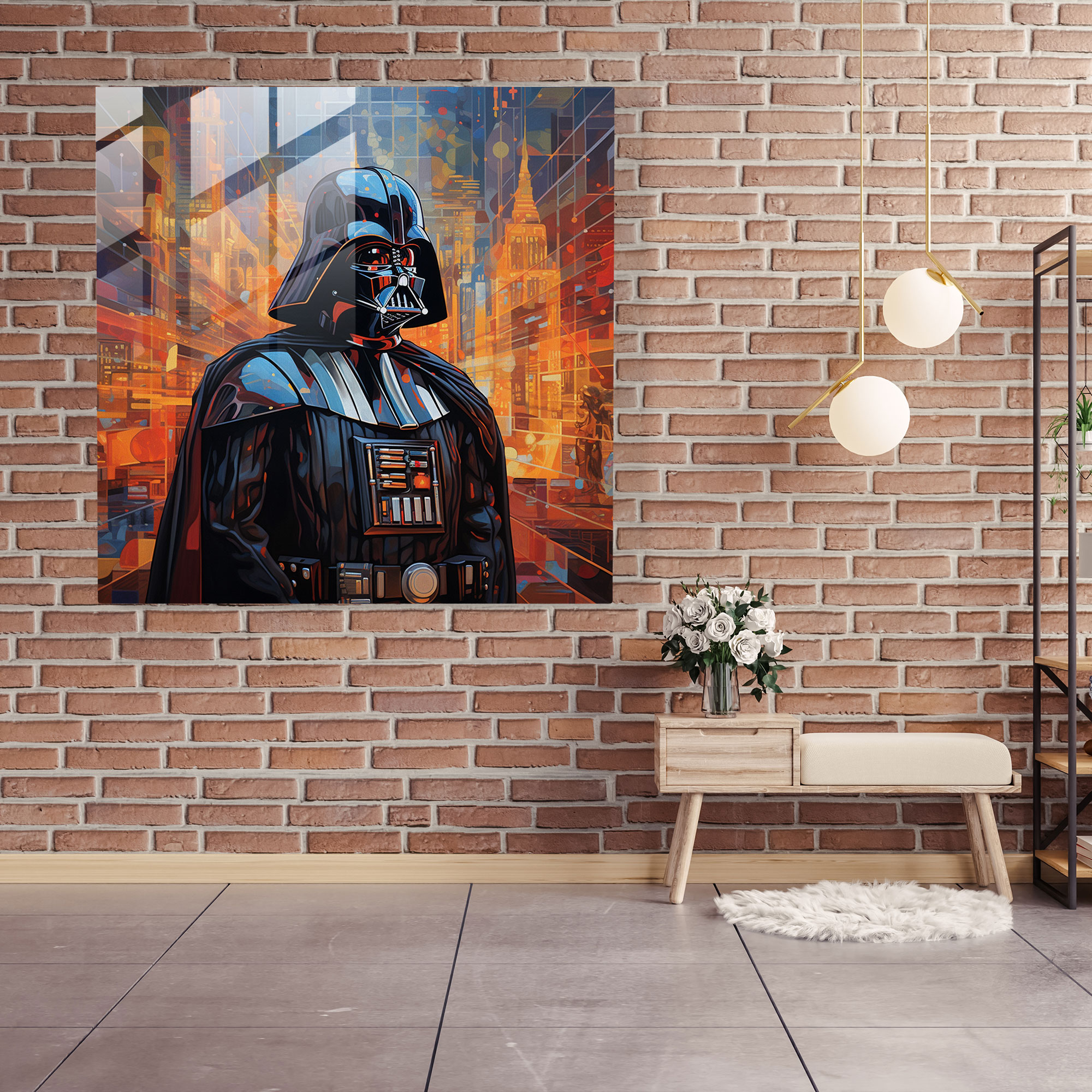 Darth Vader Futuristic Glass Print - Darth Vader, Home Decoration, Futuristic, Glass Wall Art