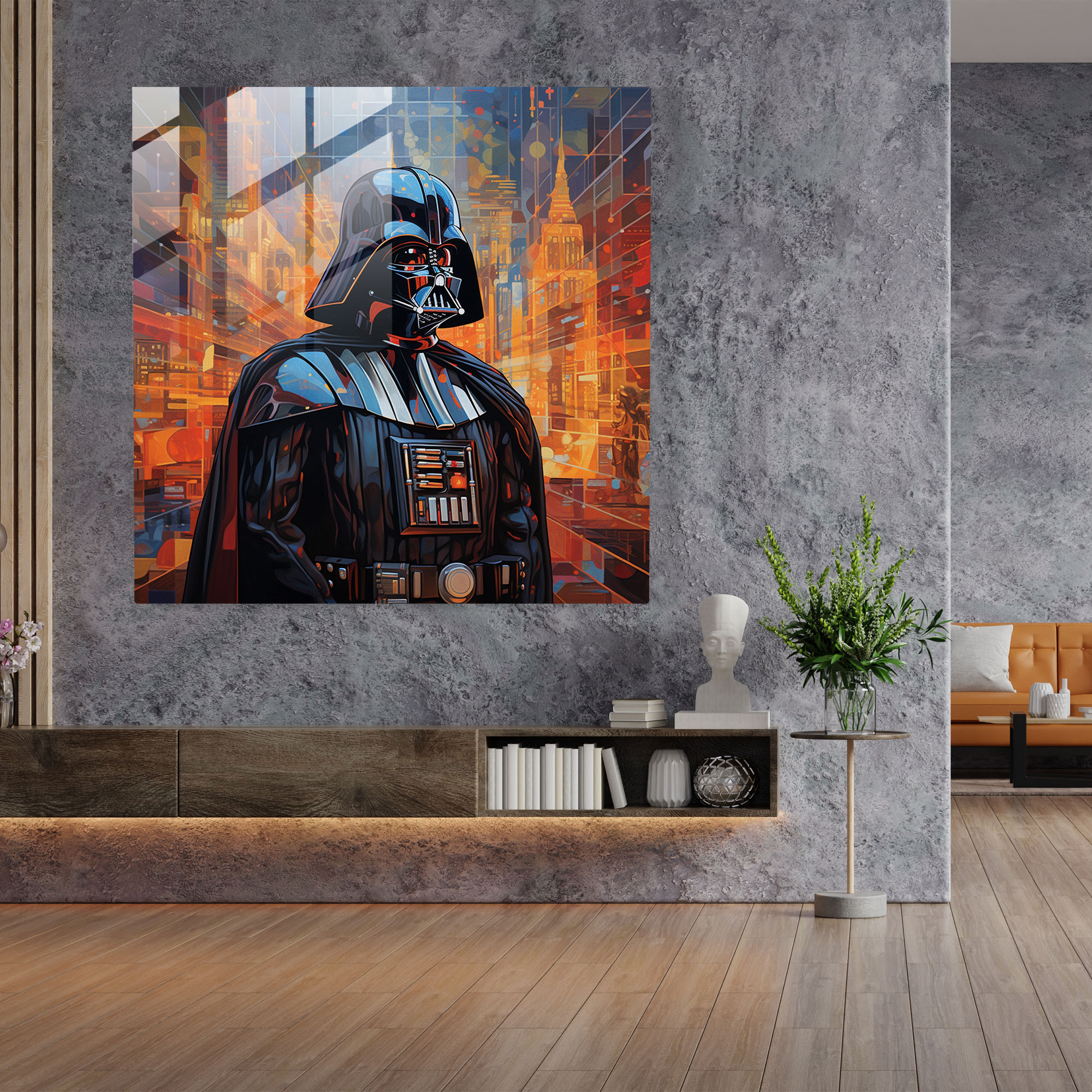 Darth Vader Futuristic Glass Print - Darth Vader, Home Decoration, Futuristic, Glass Wall Art