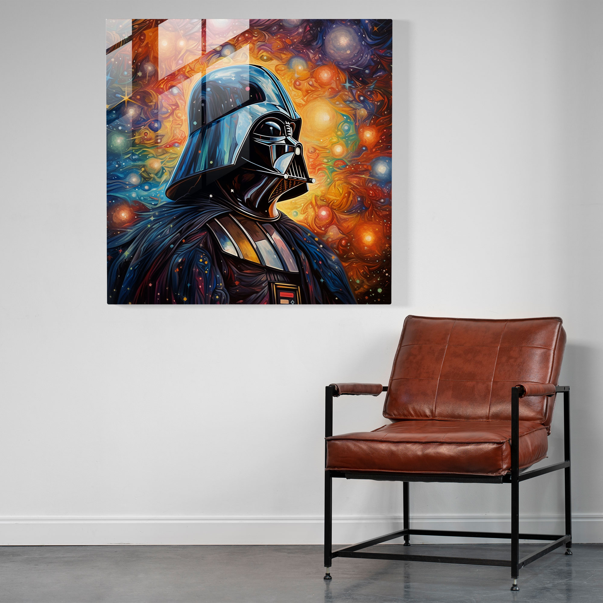 Kozmik Galaksi Darth Vader Cam Tablo - Darth Vader Cam Sanatı Duvar Dekorasyonu